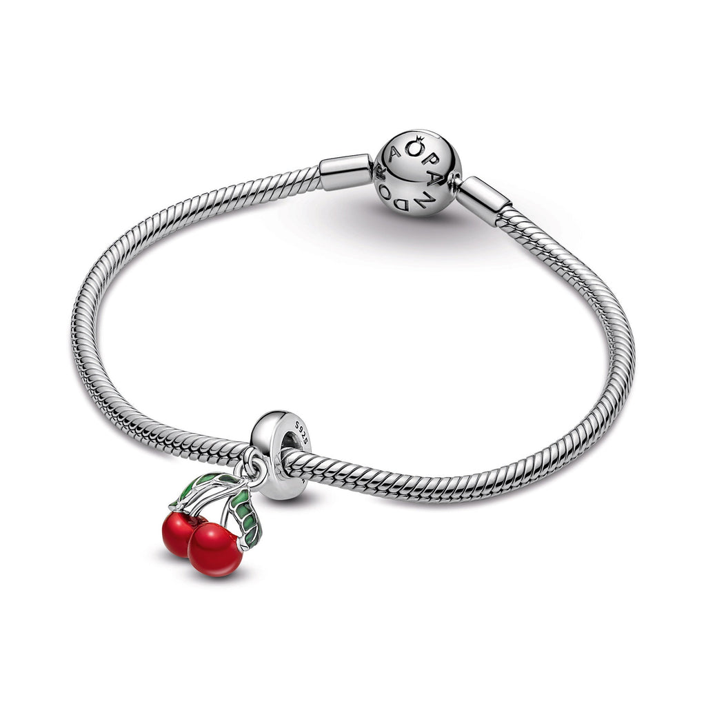 PANDORA Asymmetrical Cherry Fruit Dangle Charm Enamel Charms Bracelet Charm Jewelry Gift