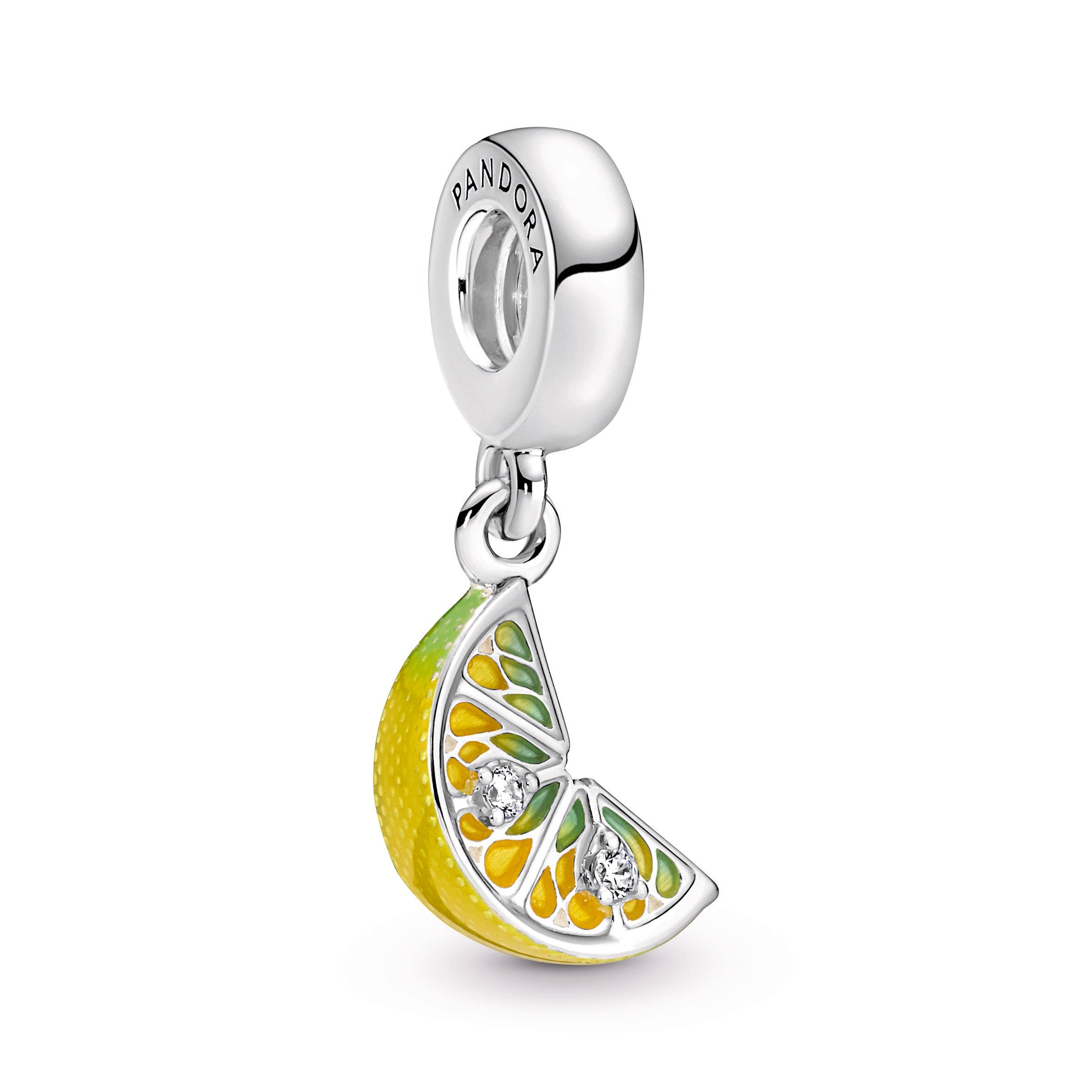 PANDORA Lemon Slice Sparkling Fruit Dangle Charm Cubic Zirconia Charms Bracelet Charm Jewelry Gift