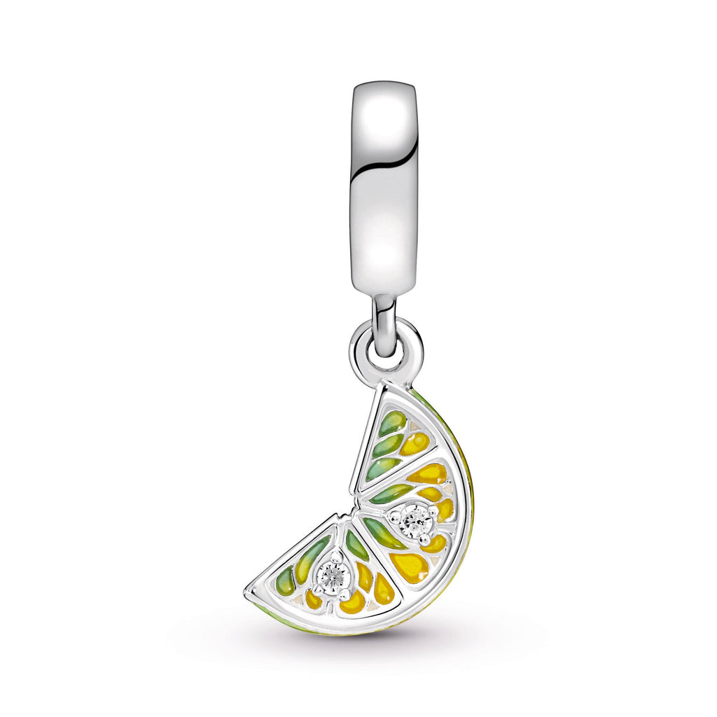 PANDORA Lemon Slice Sparkling Fruit Dangle Charm Cubic Zirconia Charms Bracelet Charm Jewelry Gift