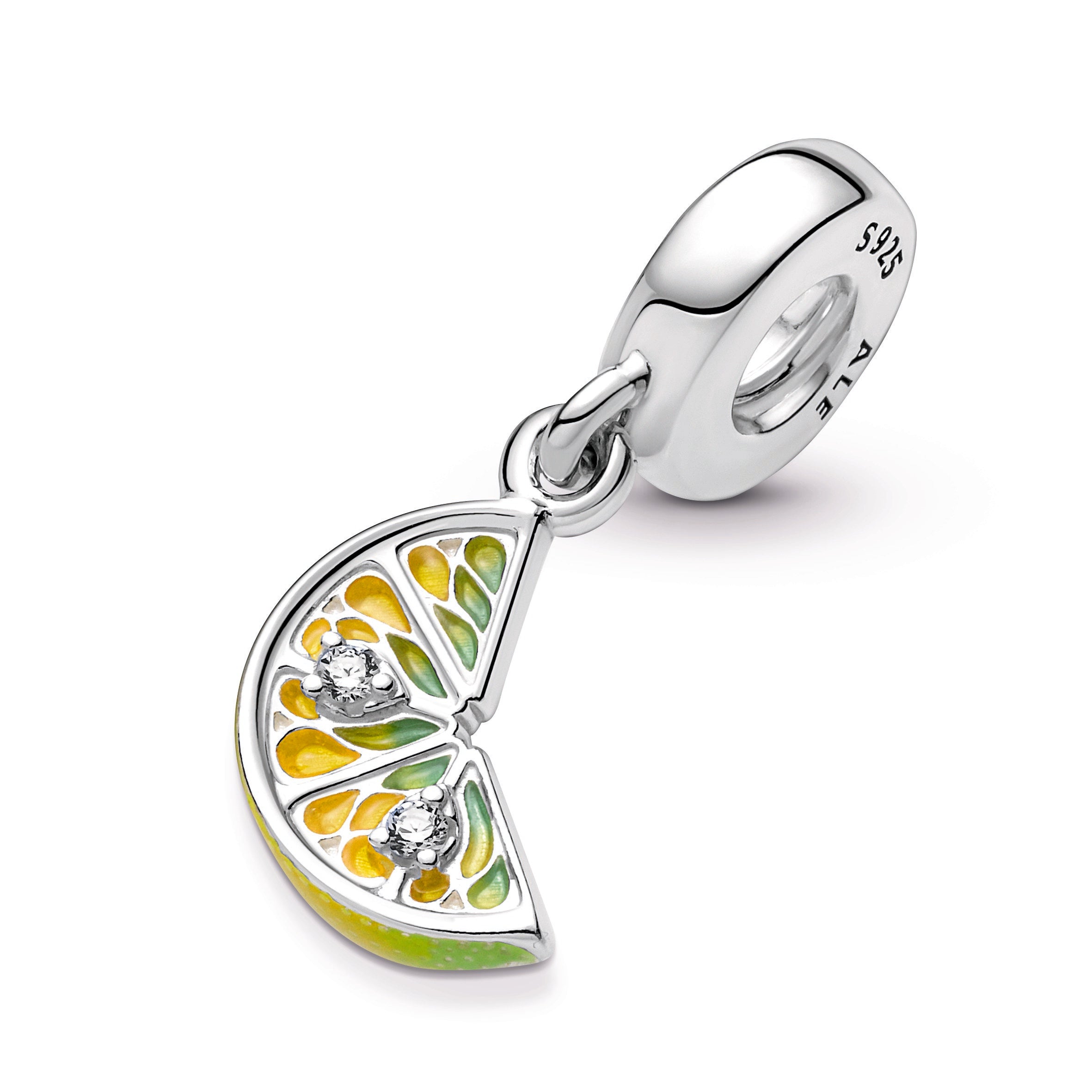 PANDORA Lemon Slice Sparkling Fruit Dangle Charm Cubic Zirconia Charms Bracelet Charm Jewelry Gift