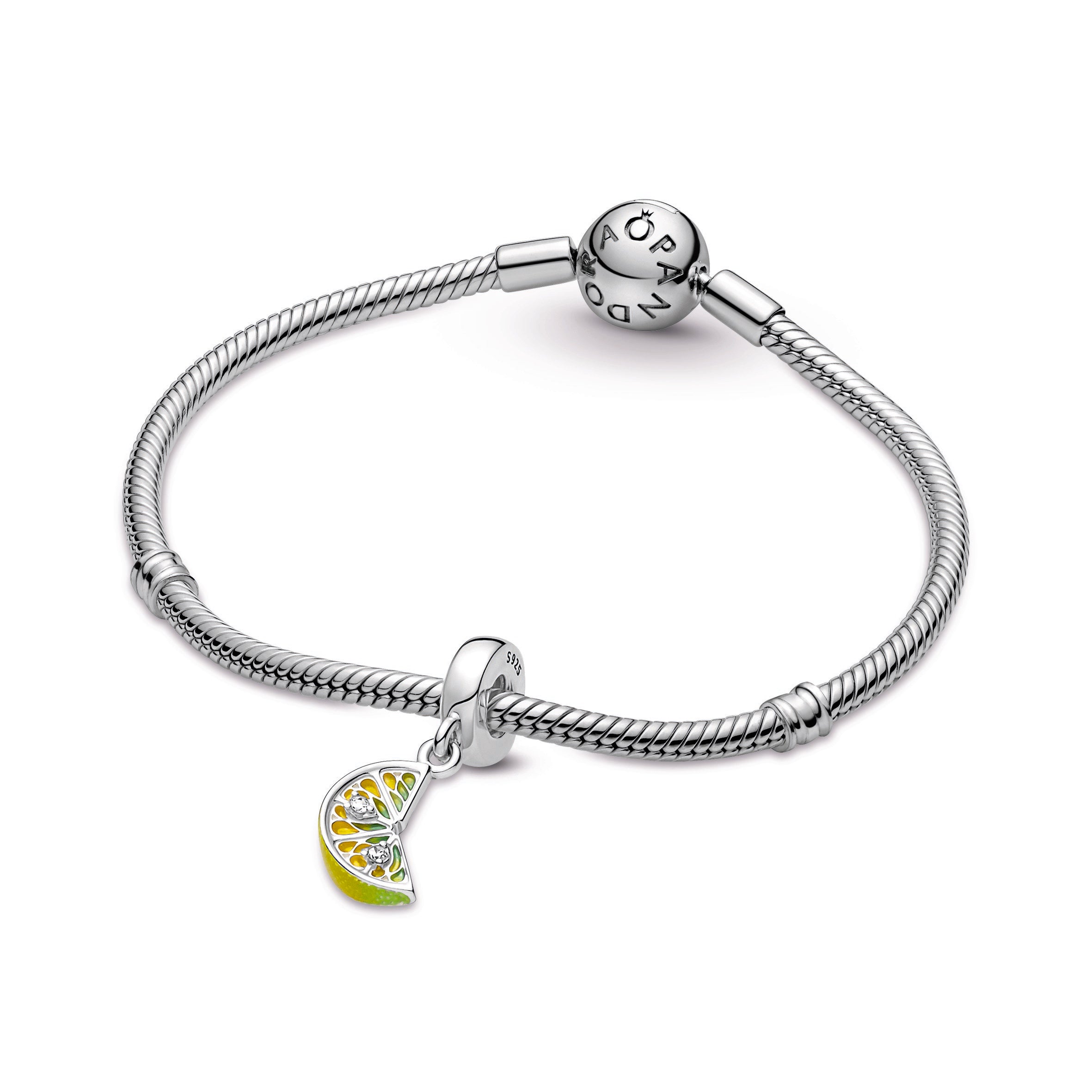 PANDORA Lemon Slice Sparkling Fruit Dangle Charm Cubic Zirconia Charms Bracelet Charm Jewelry Gift
