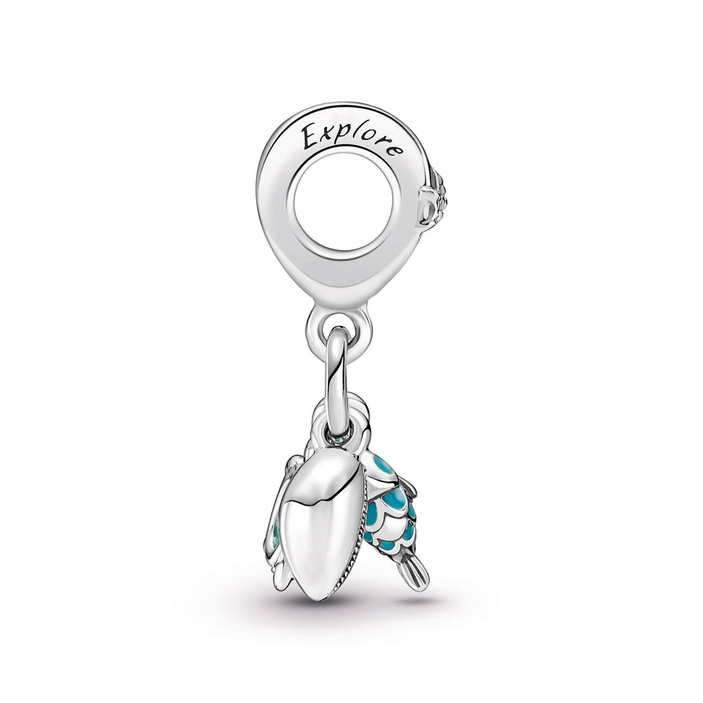 PANDORA Fish Sea Turtle And Conch Triple Dangle Charm Enamel Charms Bracelet Charm Jewelry Gift
