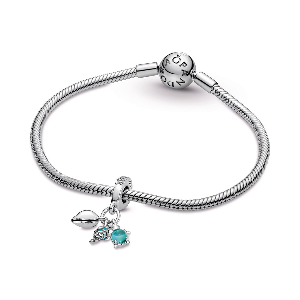 PANDORA Fish Sea Turtle And Conch Triple Dangle Charm Enamel Charms Bracelet Charm Jewelry Gift