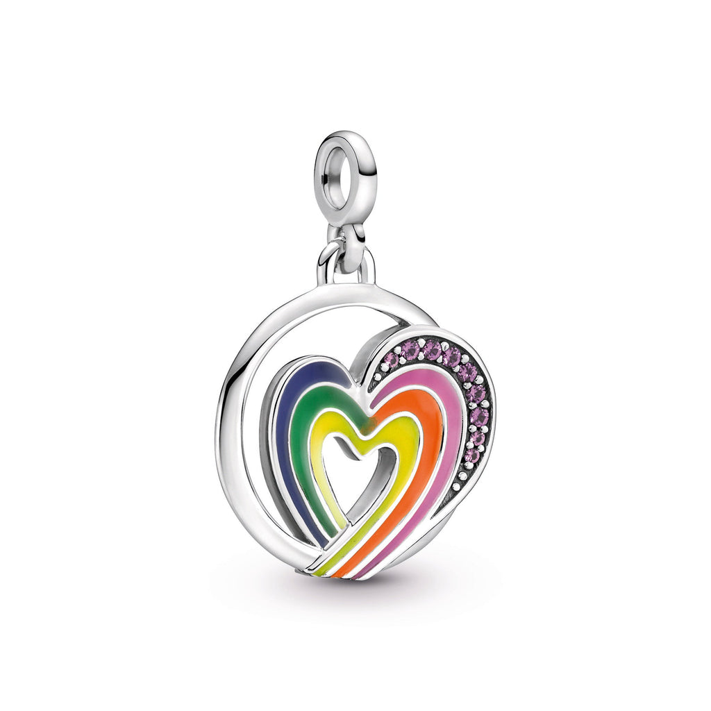 PANDORA ME Rainbow Heart Of Freedom Medallion Crystals Charms Bracelet Charm Jewelry Gift