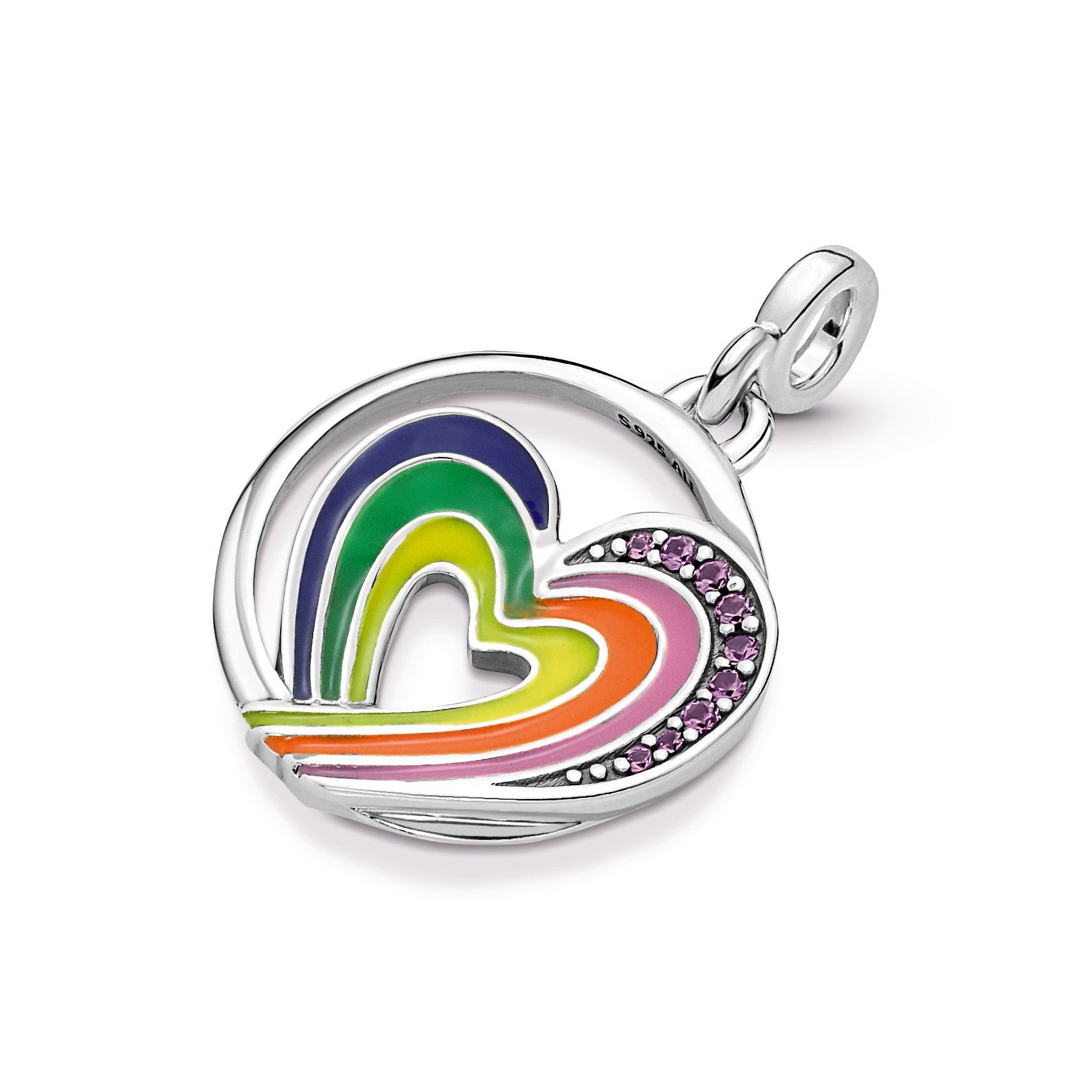 PANDORA ME Rainbow Heart Of Freedom Medallion Crystals Charms Bracelet Charm Jewelry Gift