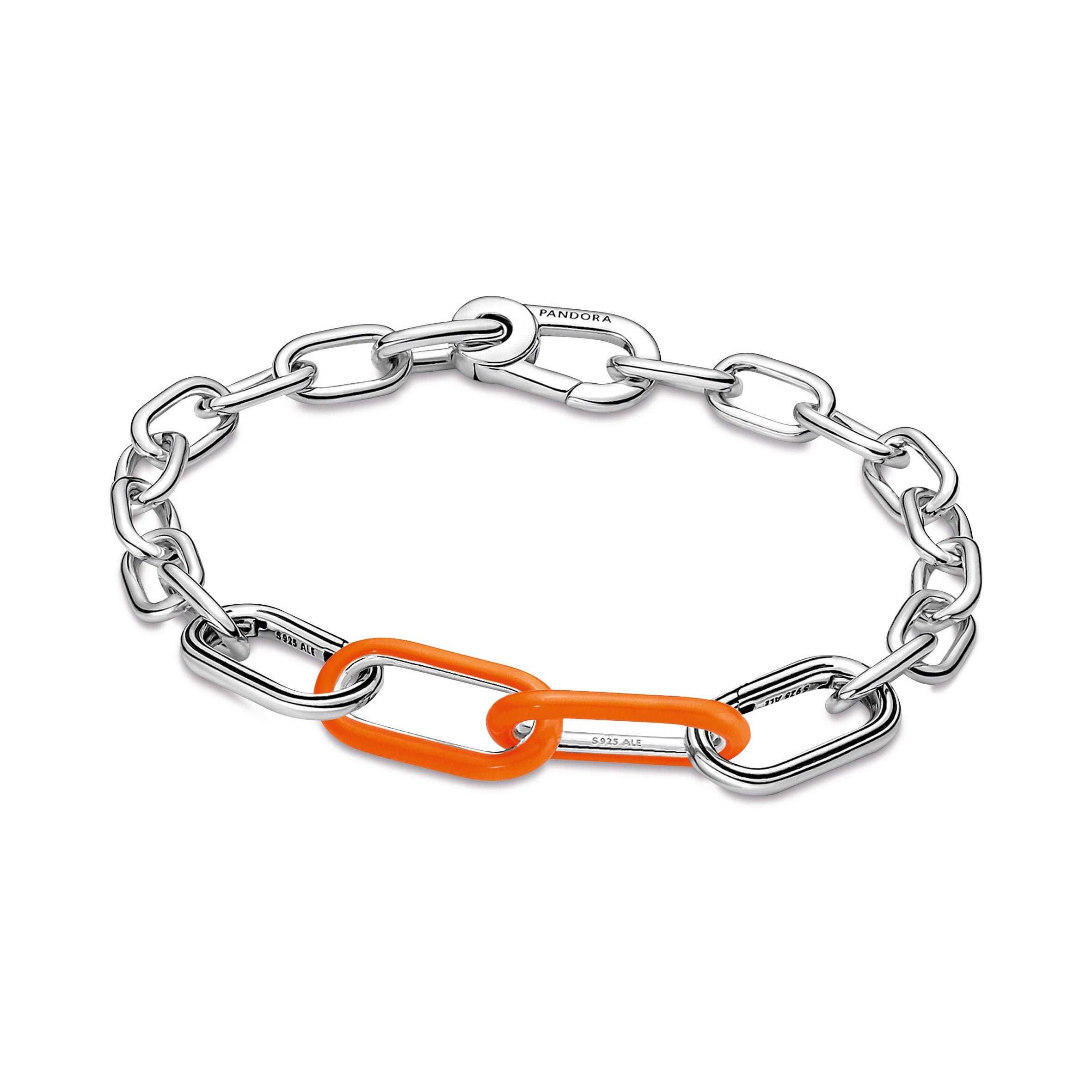 PANDORA ME Styling Bright Orange Double Link Enamel Bracelets Chain Bracelet Jewelry Gift