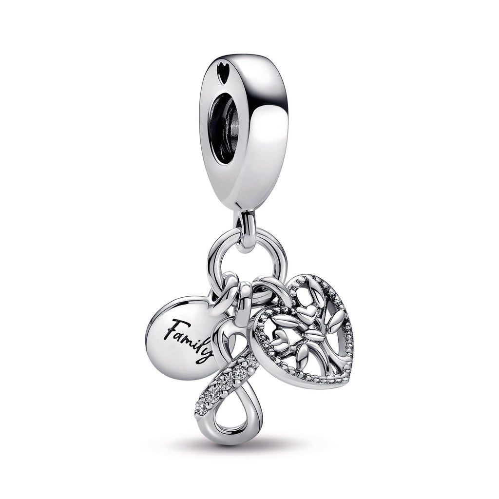 PANDORA Family Infinity Triple Dangle Charm Sterling Silver Charms Bracelet Charm Jewelry Gift