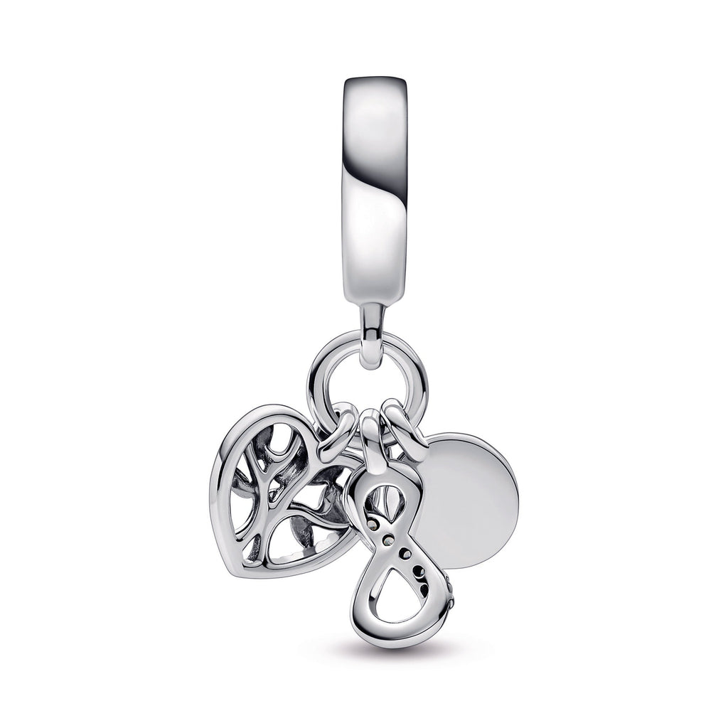 PANDORA Family Infinity Triple Dangle Charm Sterling Silver Charms Bracelet Charm Jewelry Gift
