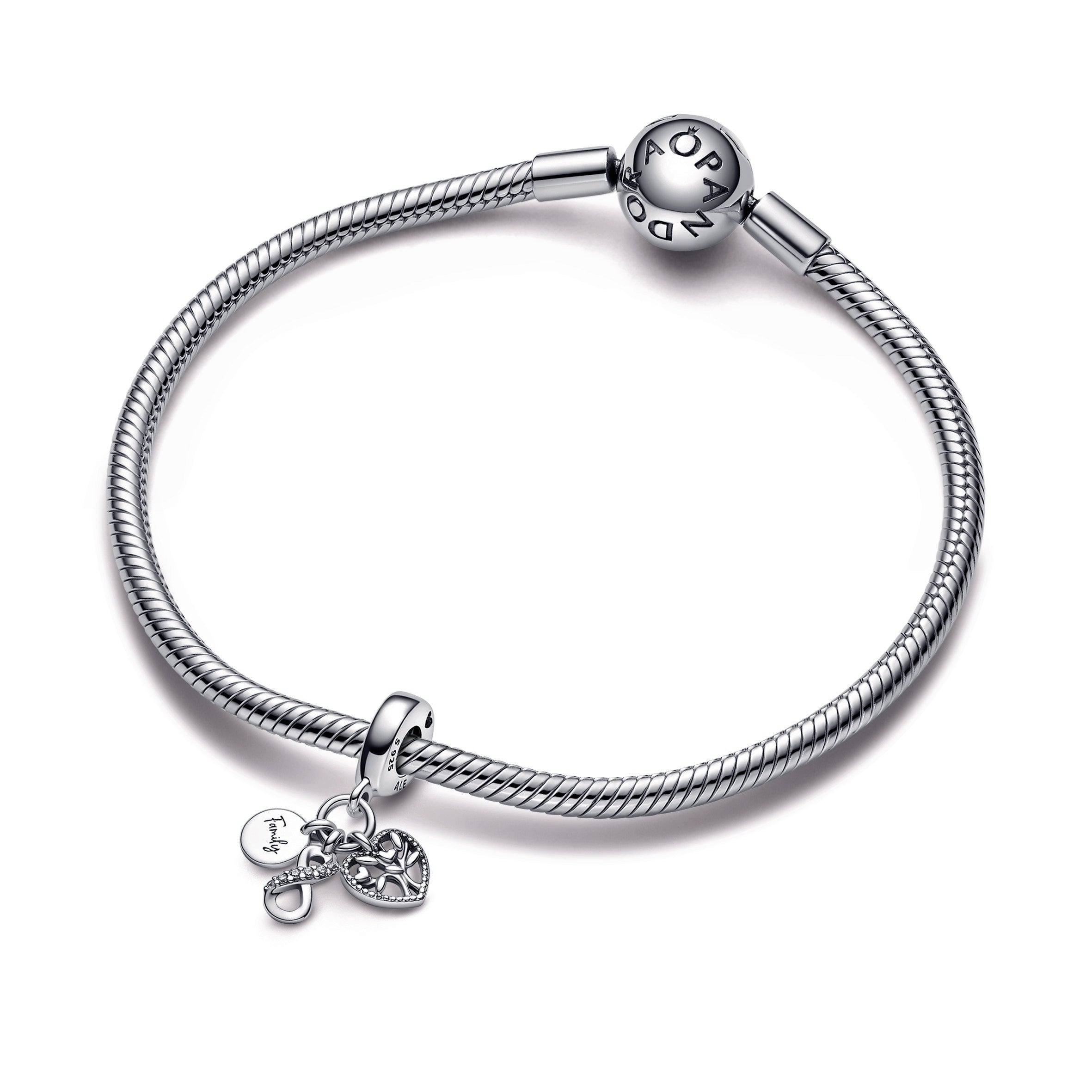 PANDORA Family Infinity Triple Dangle Charm Sterling Silver Charms Bracelet Charm Jewelry Gift