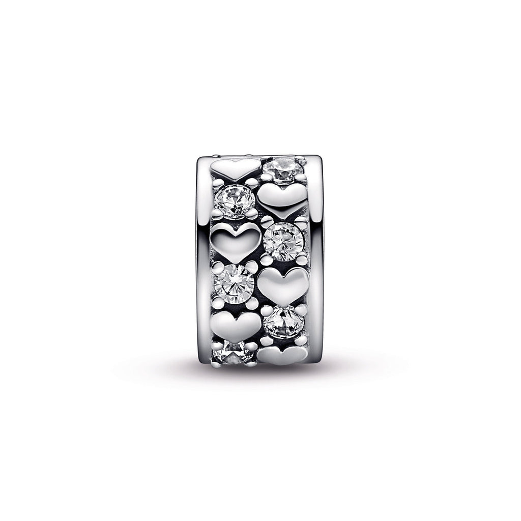 PANDORA Infinite Hearts Sparkling Clip Charm Sterling Silver Charms Bracelet Charm Jewelry Gift