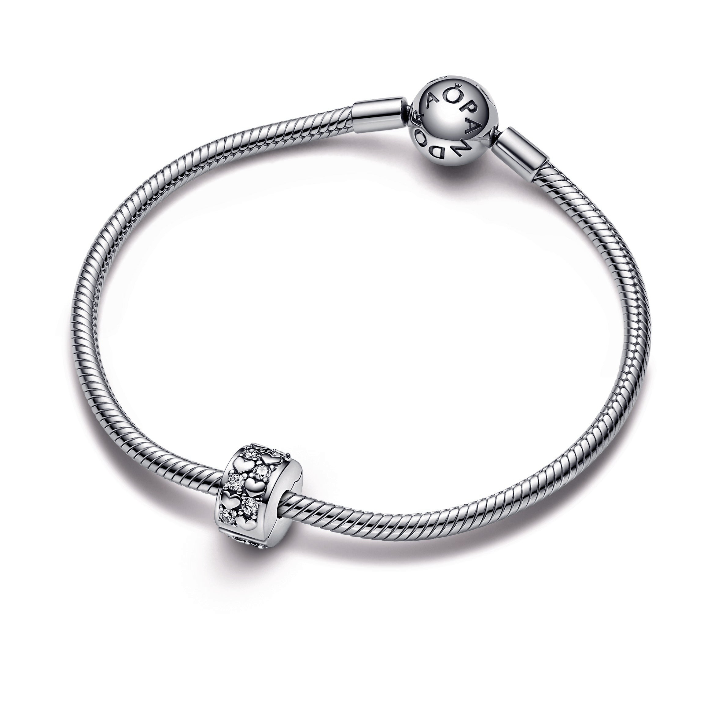 PANDORA Infinite Hearts Sparkling Clip Charm Sterling Silver Charms Bracelet Charm Jewelry Gift