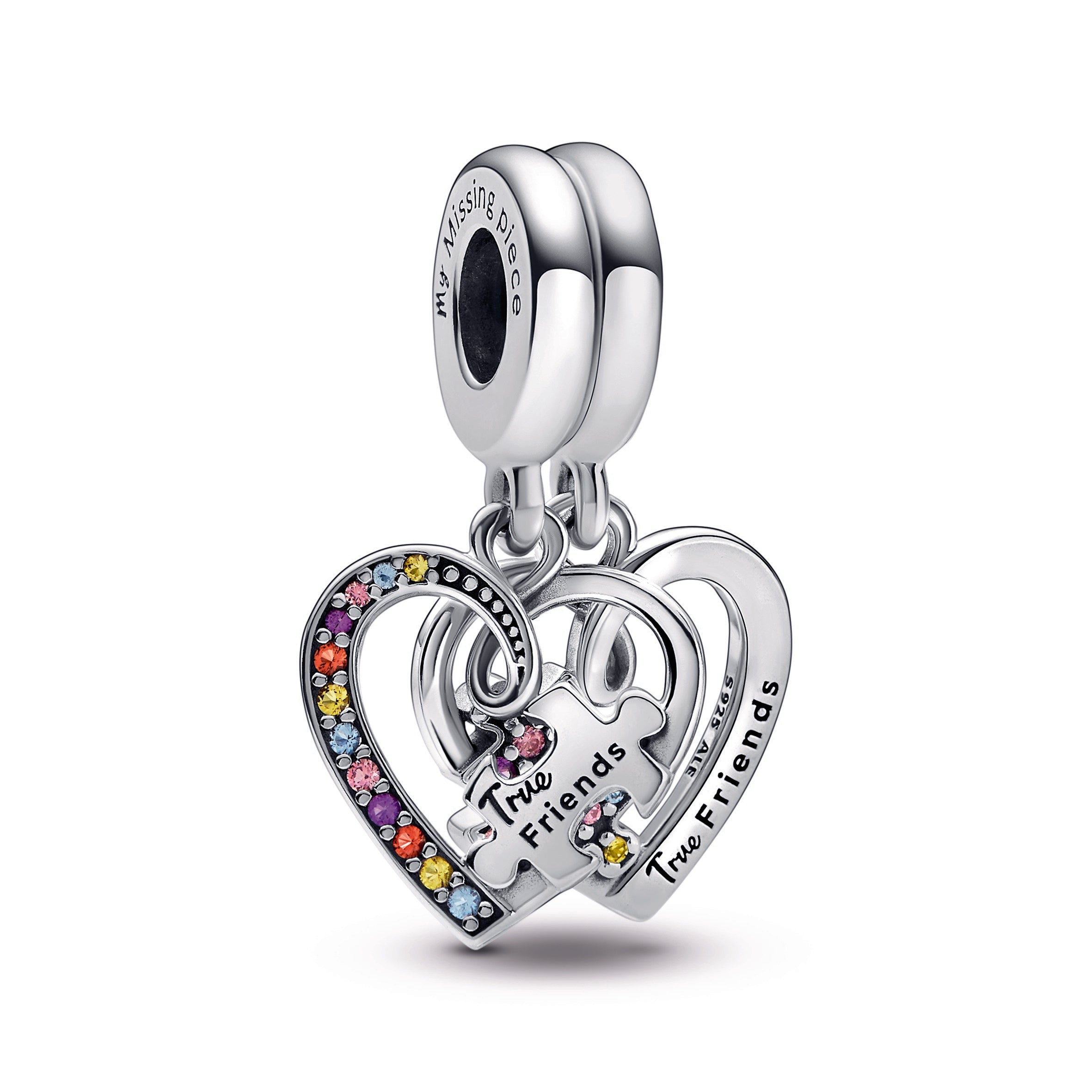 PANDORA Puzzle Piece Hearts Splittable Friendship Dangle Charm Sterling Silver Charms Bracelet Charm Jewelry Gift