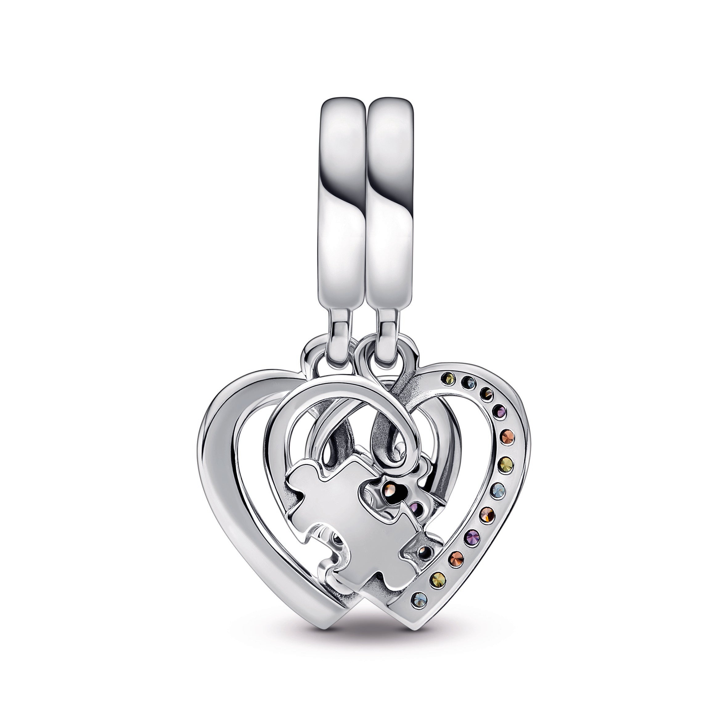 PANDORA Puzzle Piece Hearts Splittable Friendship Dangle Charm Sterling Silver Charms Bracelet Charm Jewelry Gift