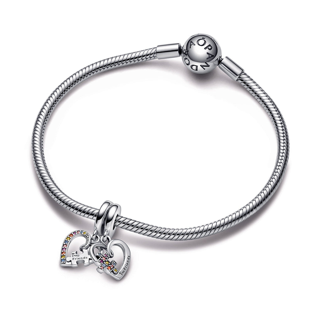 PANDORA Puzzle Piece Hearts Splittable Friendship Dangle Charm Sterling Silver Charms Bracelet Charm Jewelry Gift
