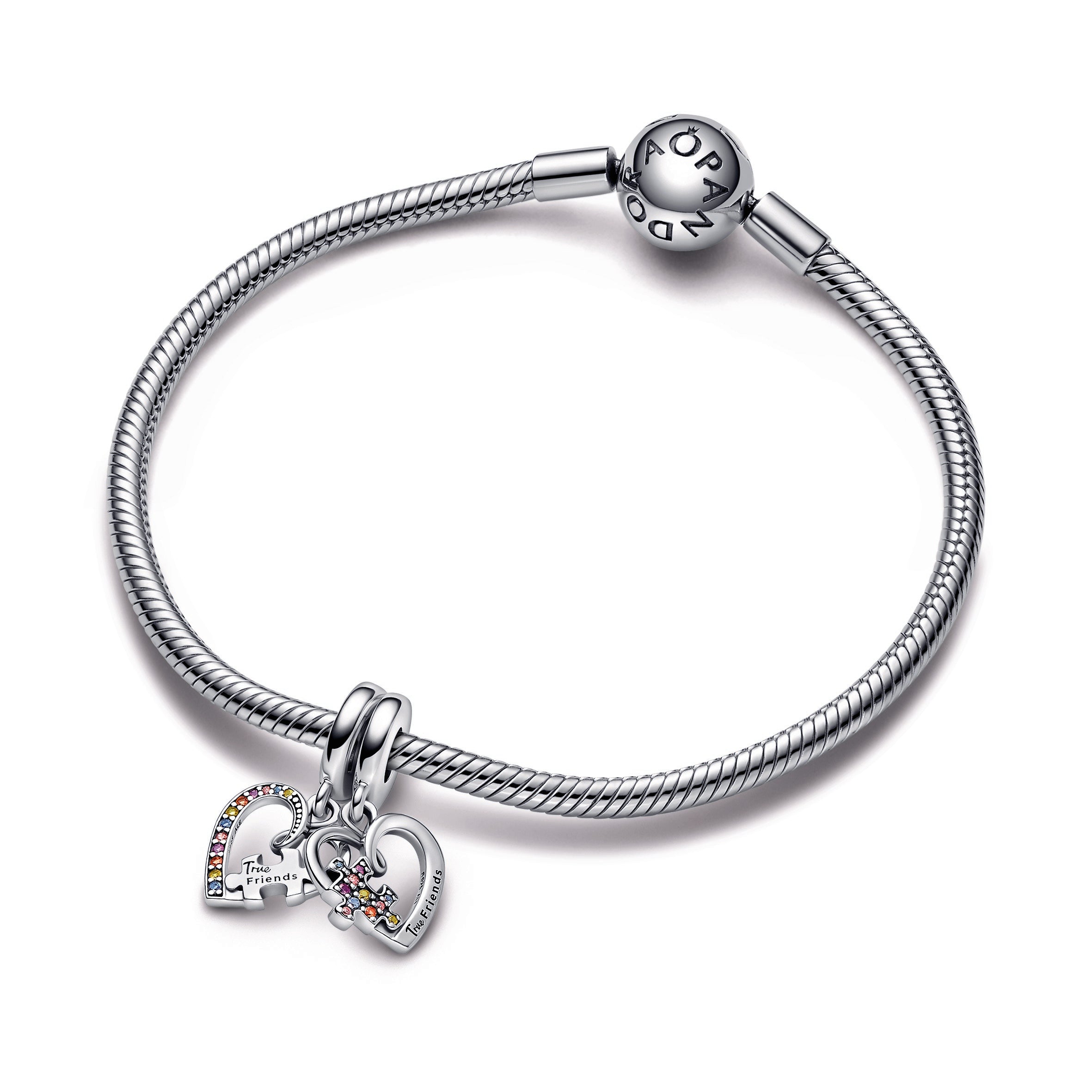 PANDORA Puzzle Piece Hearts Splittable Friendship Dangle Charm Sterling Silver Charms Bracelet Charm Jewelry Gift