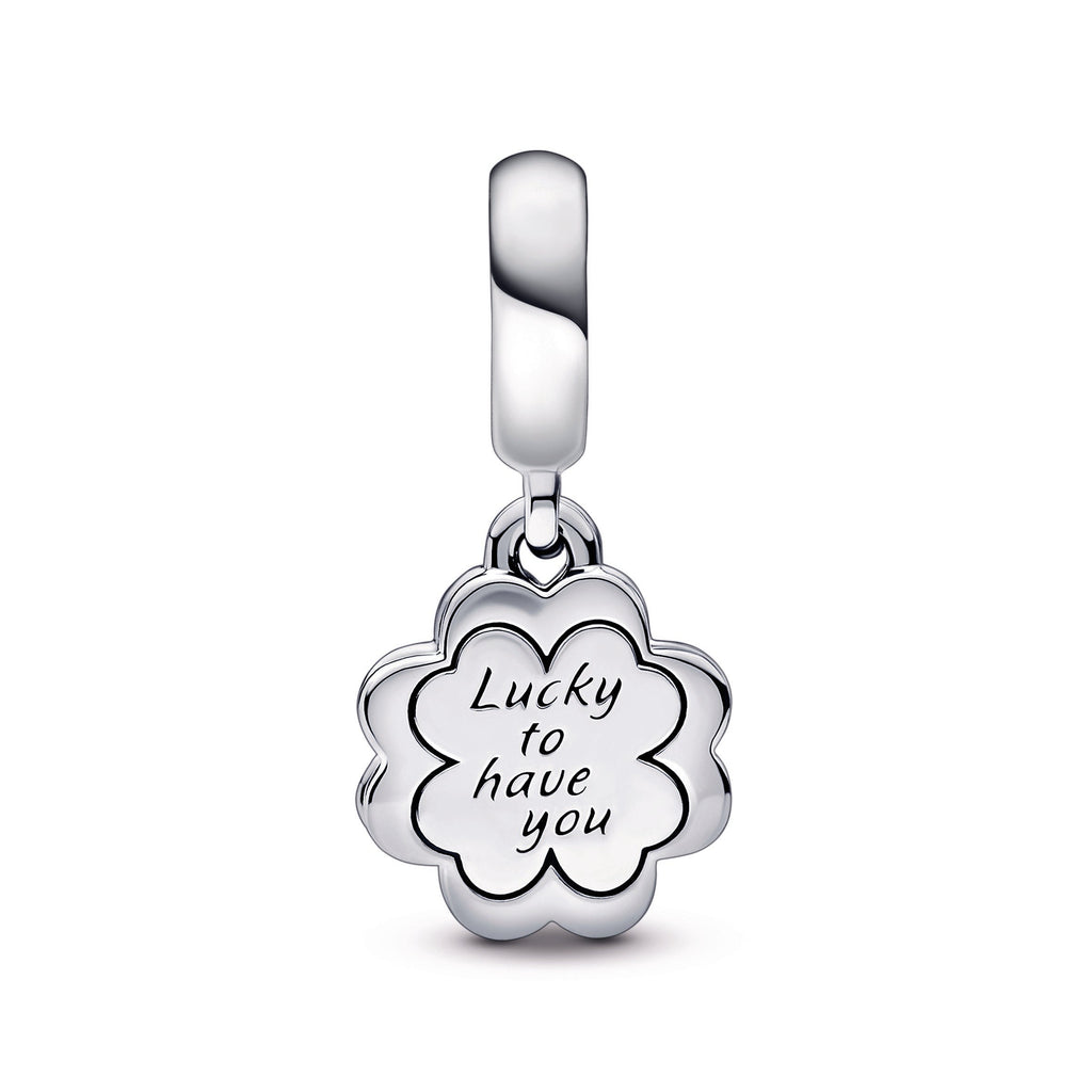 PANDORA Four-leaf Clover Friendship Double Dangle Charm Enamel Charms Bracelet Charm Jewelry Gift
