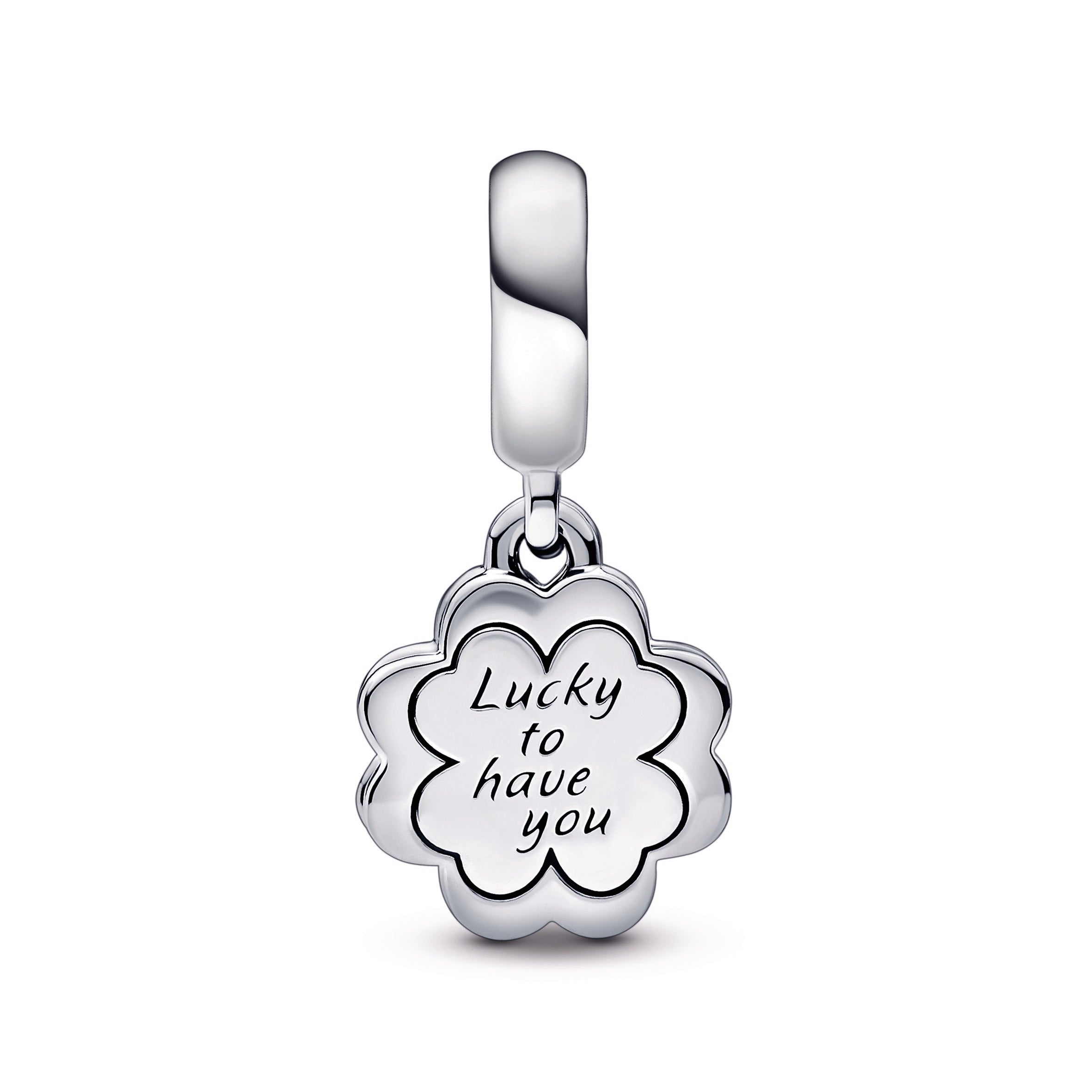 PANDORA Four-leaf Clover Friendship Double Dangle Charm Enamel Charms Bracelet Charm Jewelry Gift
