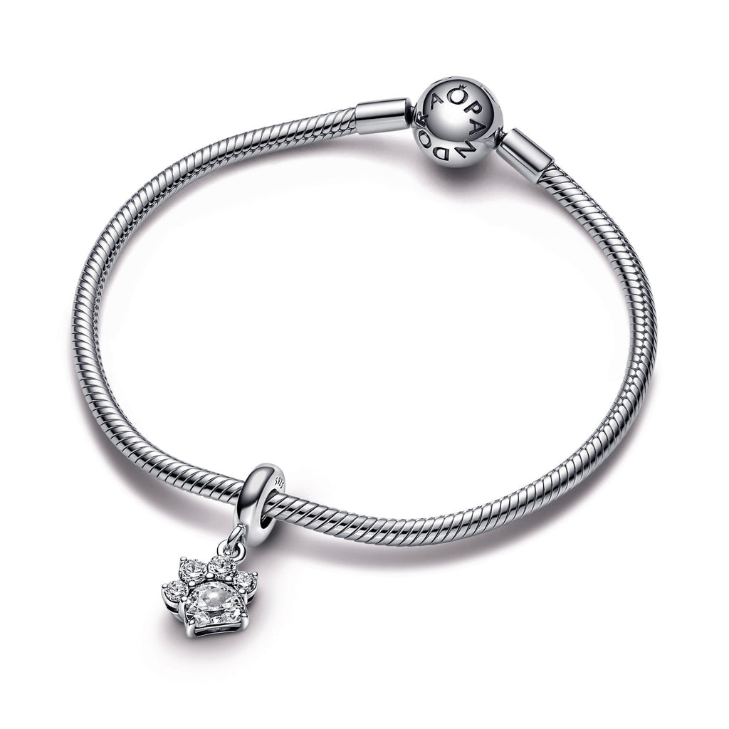 PANDORA Sparkling Pet Paw Print Dangle Charm Sterling Silver Charms Bracelet Charm Jewelry Gift