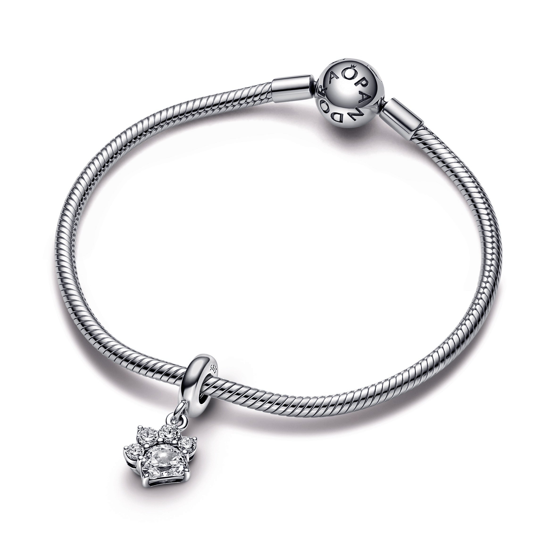 PANDORA Sparkling Pet Paw Print Dangle Charm Sterling Silver Charms Bracelet Charm Jewelry Gift