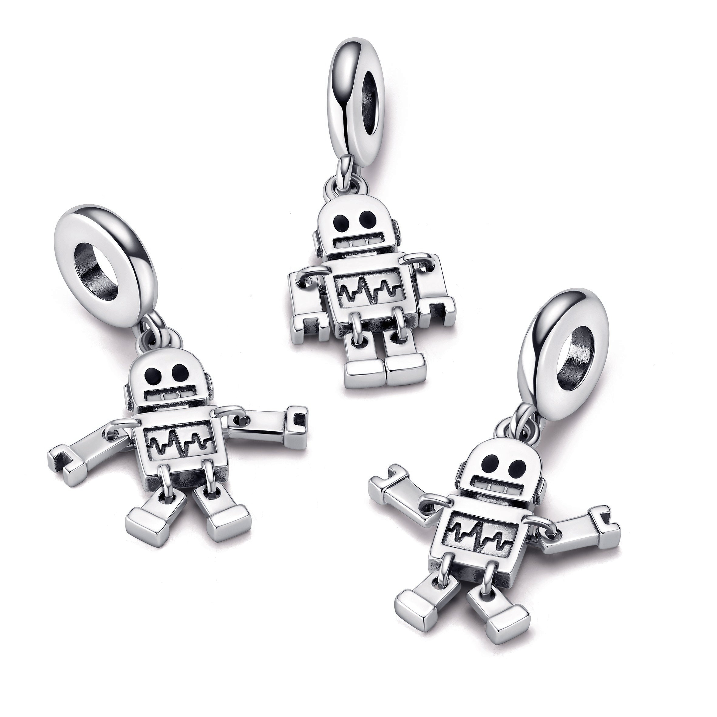 PANDORA Bestie Bot Robot Dangle Charm Enamel Charms Bracelet Charm Jewelry Gift