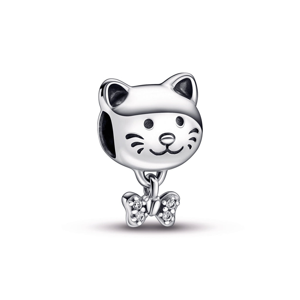 PANDORA Pet Cat And Bow Charm Sterling Silver Charms Bracelet Charm Jewelry Gift