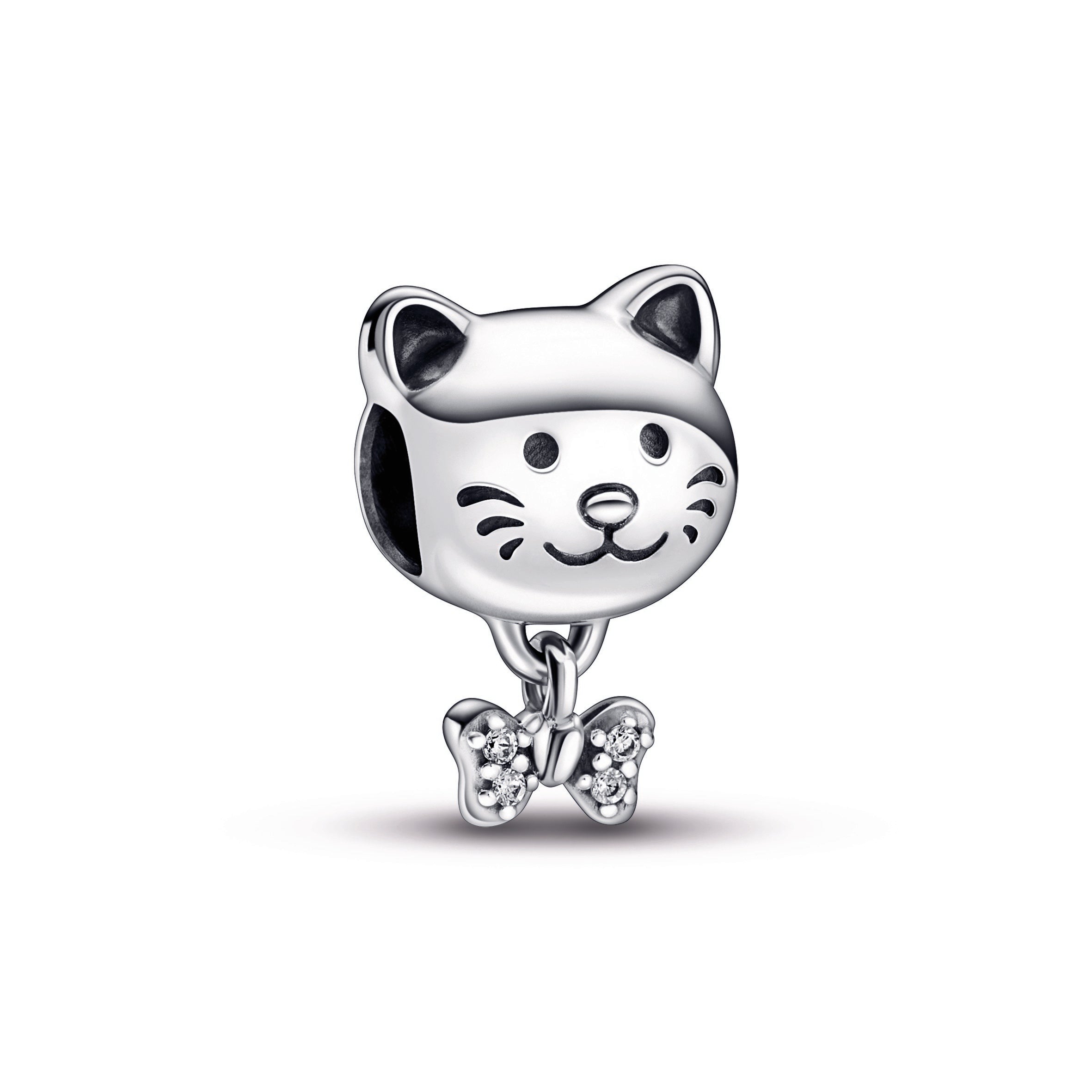 PANDORA Pet Cat And Bow Charm Sterling Silver Charms Bracelet Charm Jewelry Gift