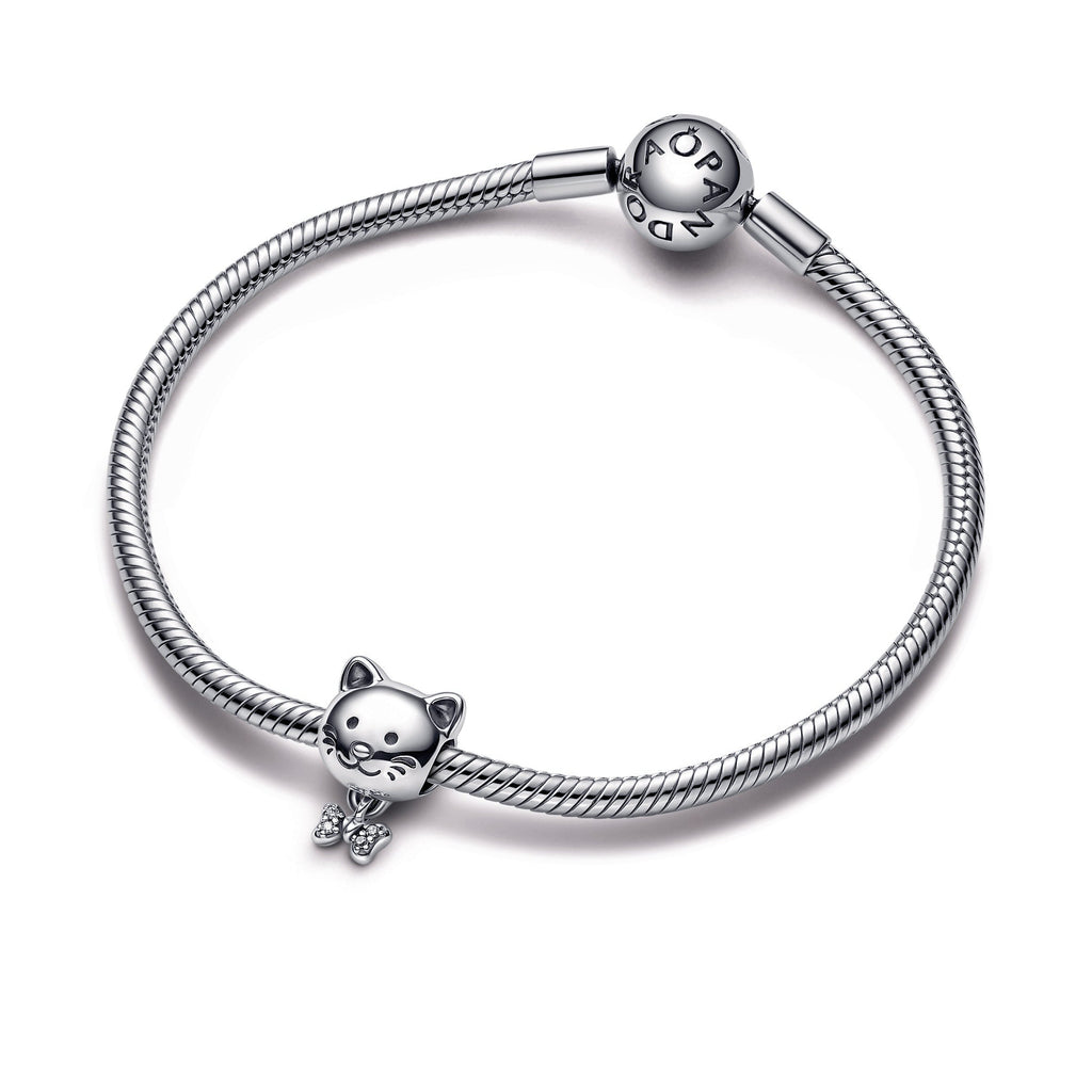PANDORA Pet Cat And Bow Charm Sterling Silver Charms Bracelet Charm Jewelry Gift