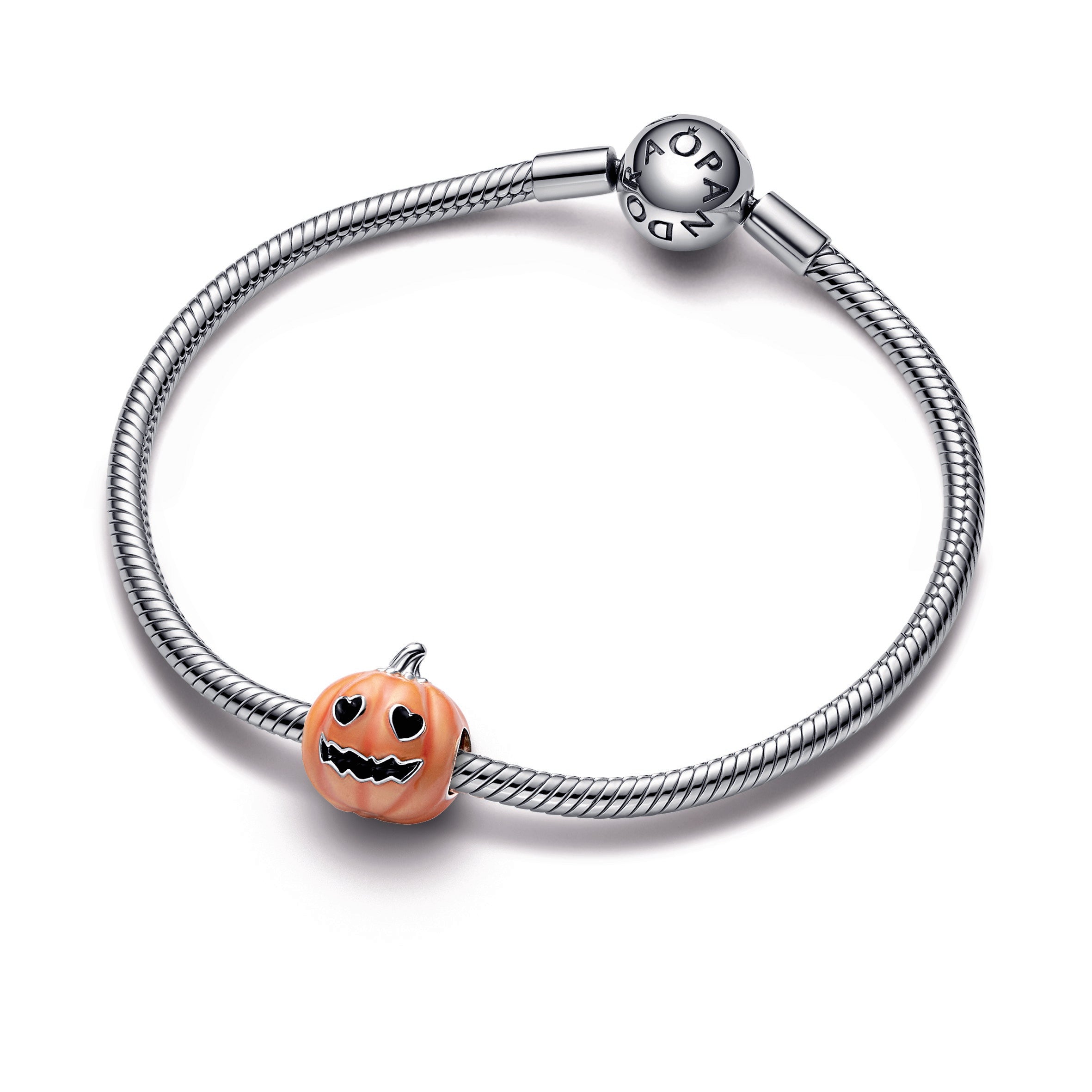 PANDORA Glow-in-the-dark Spooky Pumpkin Charm Enamel Charms Bracelet Charm Jewelry Gift