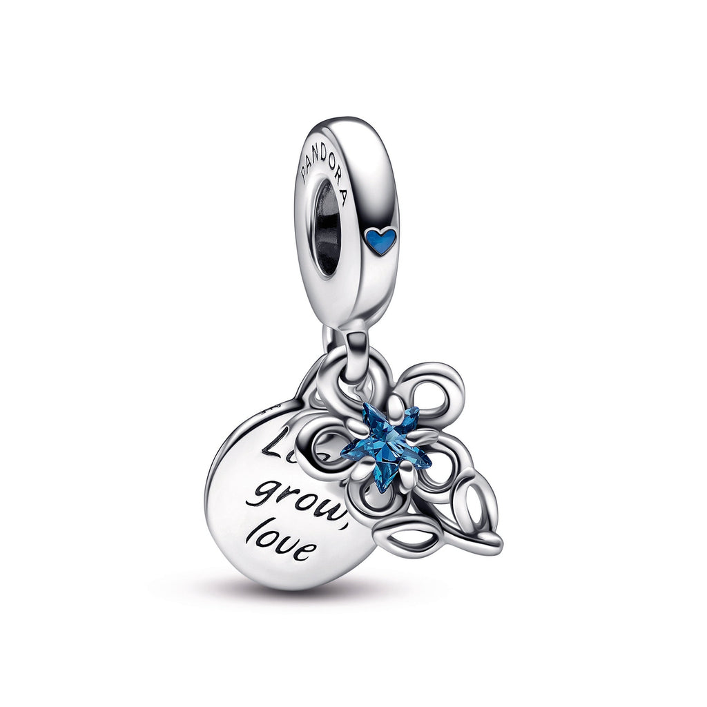 PANDORA Blooming Flower Double Dangle Charm Crystals Charms Bracelet Charm Jewelry Gift