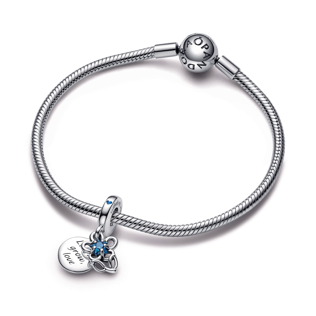 PANDORA Blooming Flower Double Dangle Charm Crystals Charms Bracelet Charm Jewelry Gift