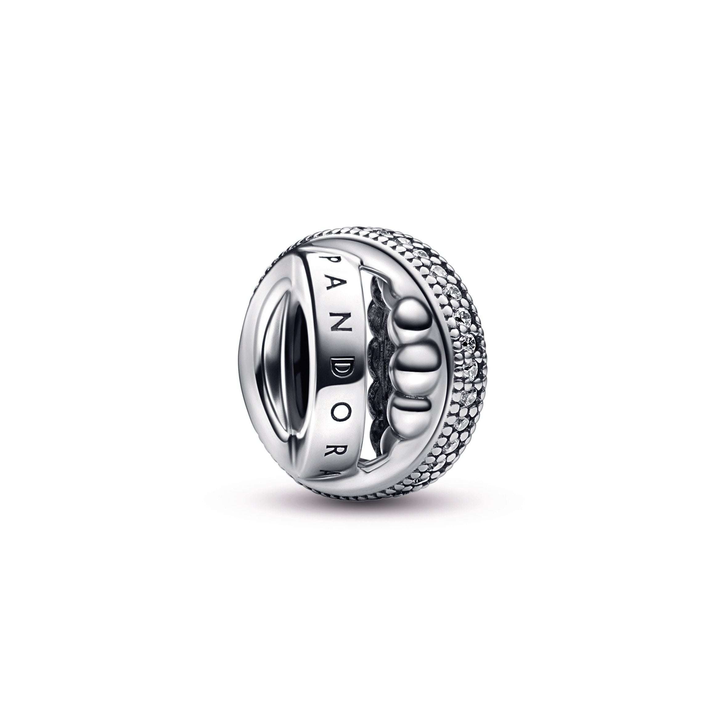 PANDORA Logo Pavé And Beads Charm Sterling Silver Charms Bracelet Charm Jewelry Gift