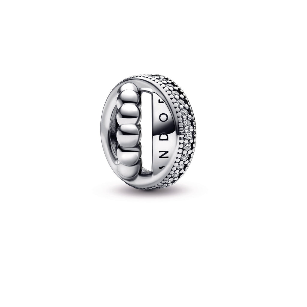PANDORA Logo Pavé And Beads Charm Sterling Silver Charms Bracelet Charm Jewelry Gift