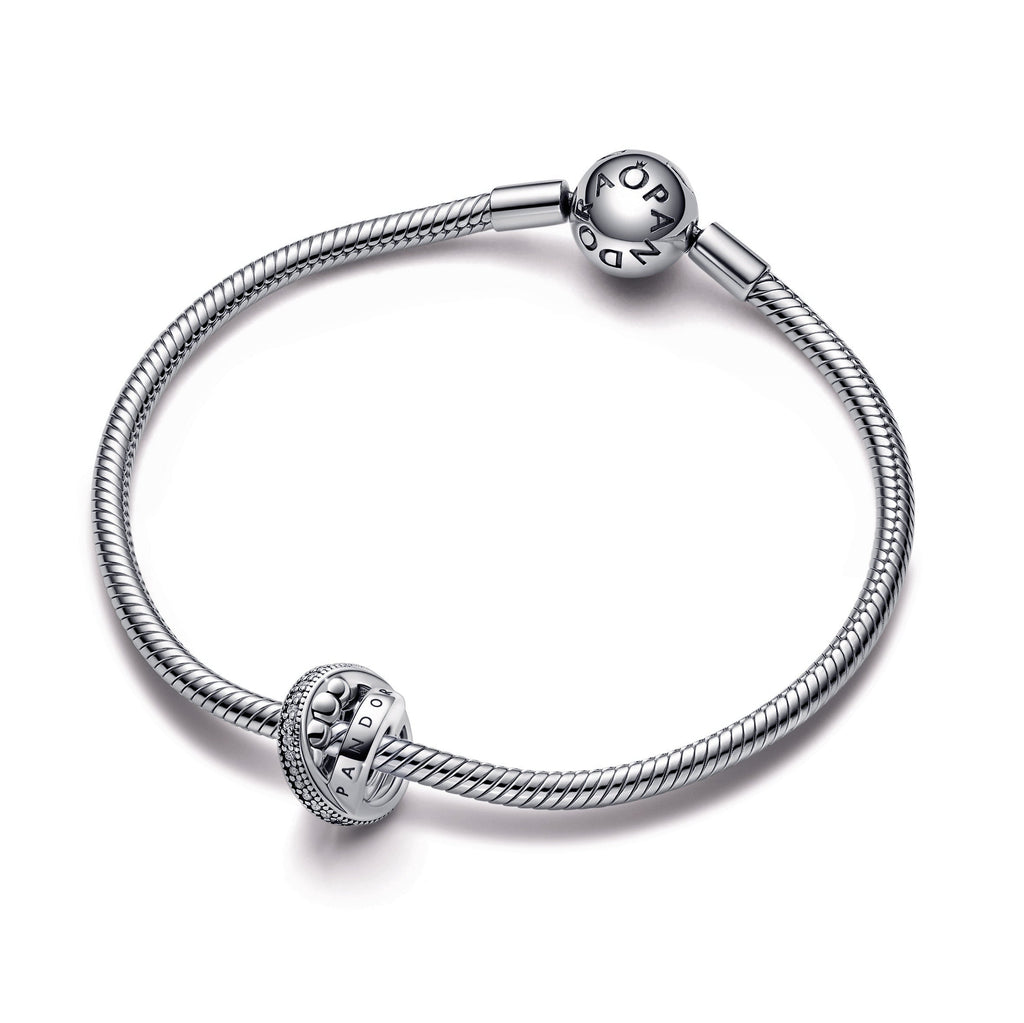 PANDORA Logo Pavé And Beads Charm Sterling Silver Charms Bracelet Charm Jewelry Gift