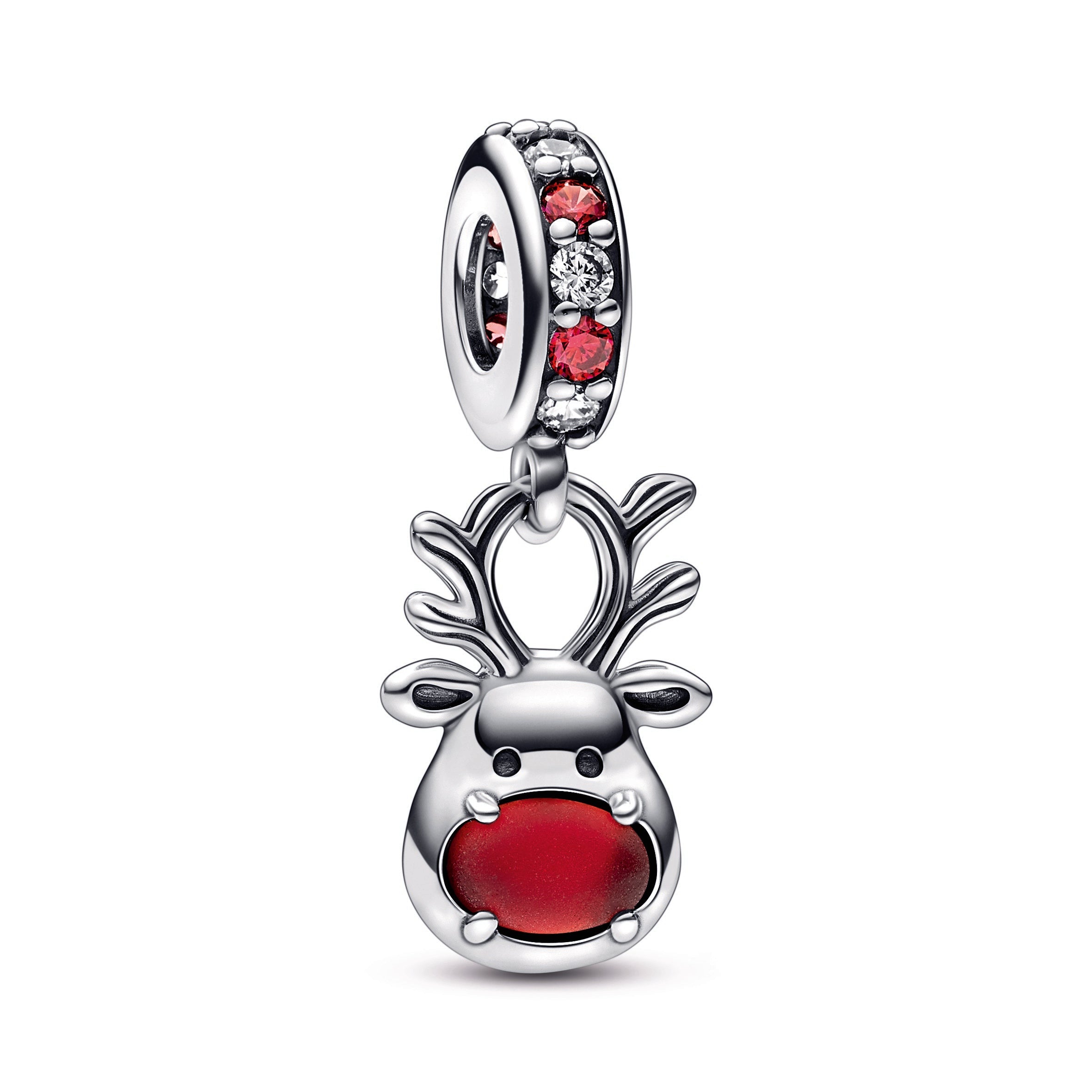 PANDORA Red Nose Reindeer Murano Dangle Charm Cubic Zirconia Charms Bracelet Charm Jewelry Gift