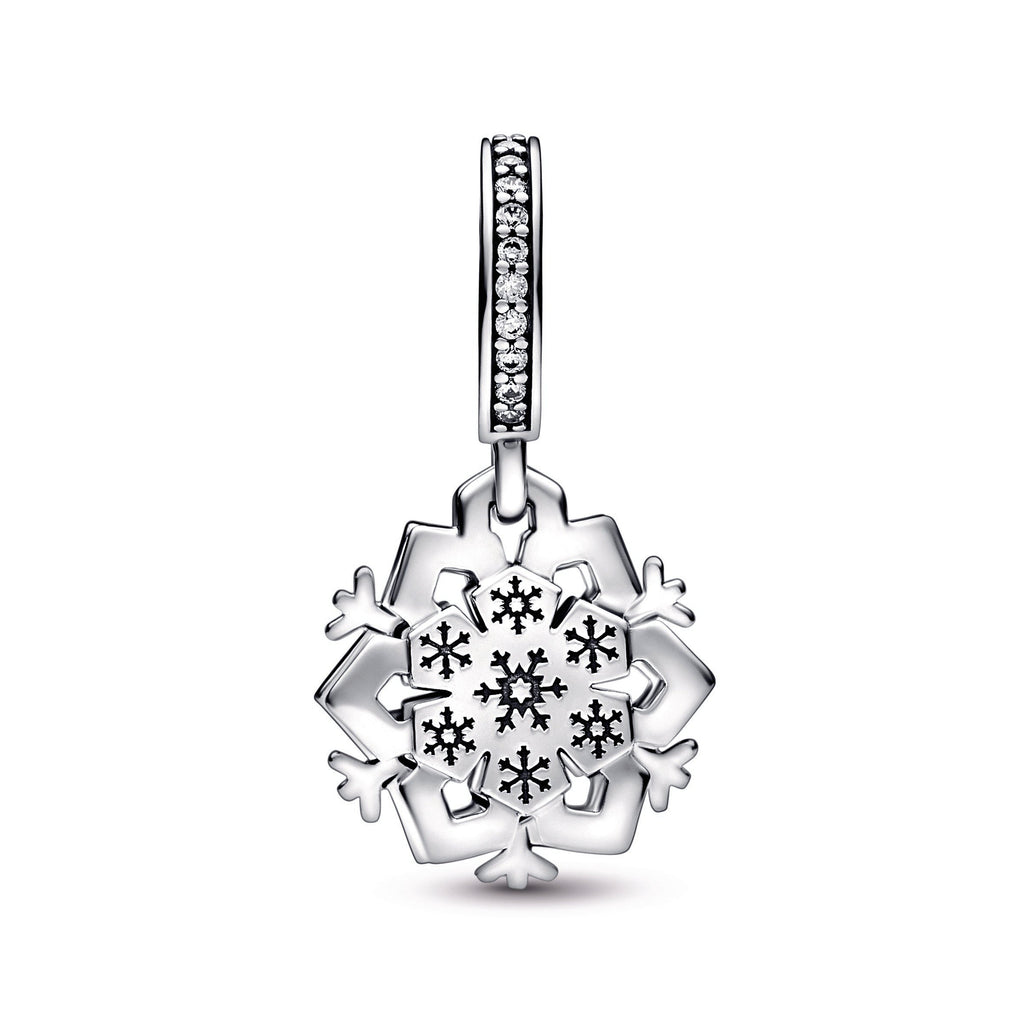 PANDORA Sparkling Snowflake Double Dangle Charm Cubic Zirconia Charms Bracelet Charm Jewelry Gift