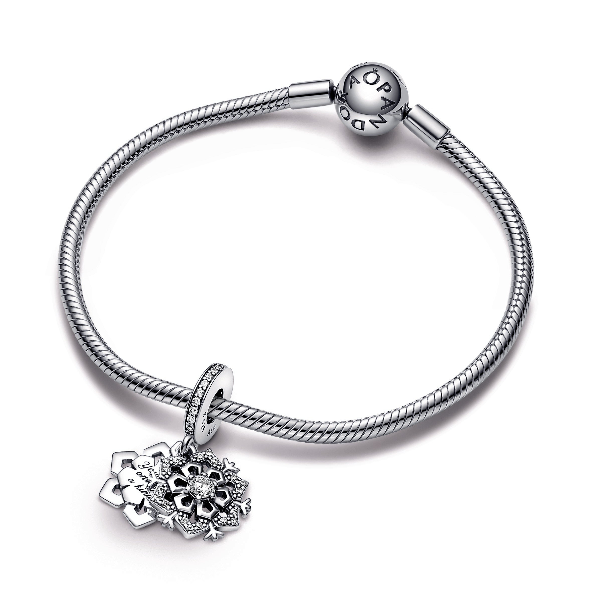 PANDORA Sparkling Snowflake Double Dangle Charm Cubic Zirconia Charms Bracelet Charm Jewelry Gift