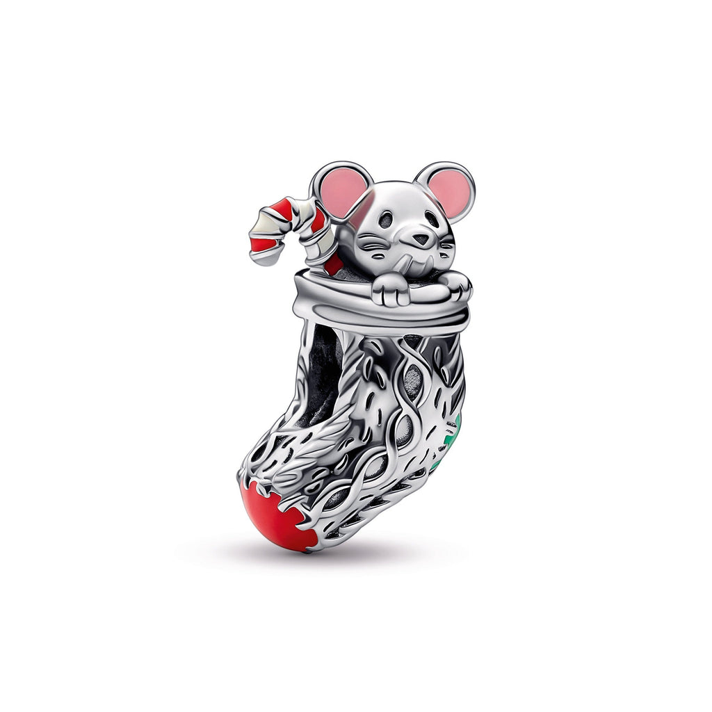 PANDORA Festive Mouse And Stocking Charm Enamel Charms Bracelet Charm Jewelry Gift