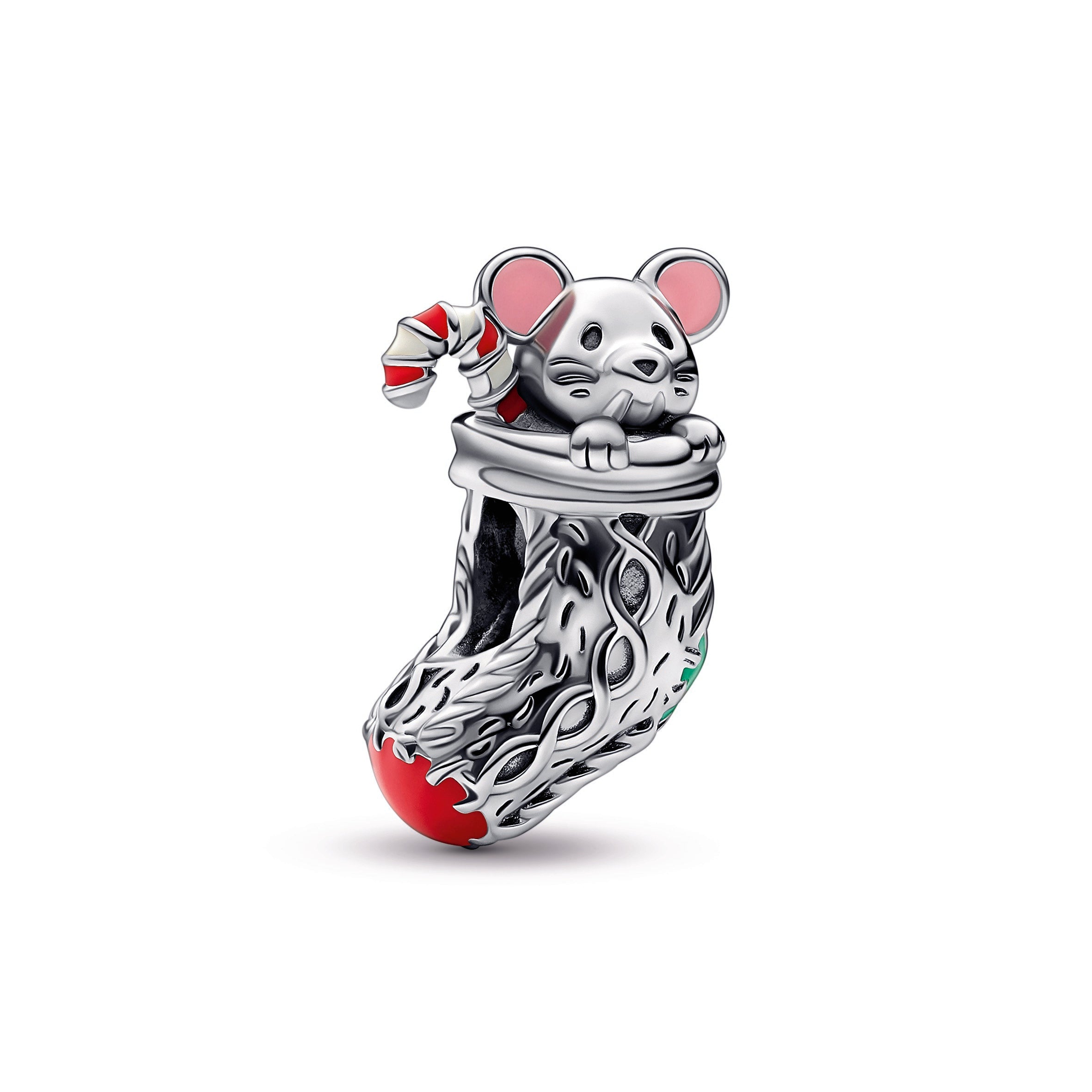 PANDORA Festive Mouse And Stocking Charm Enamel Charms Bracelet Charm Jewelry Gift