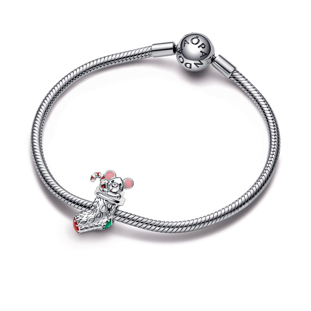 PANDORA Festive Mouse And Stocking Charm Enamel Charms Bracelet Charm Jewelry Gift