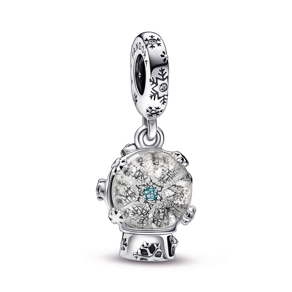 PANDORA Snowflake Snowglobe Dangle Charm Murano Glass Charms Bracelet Charm Jewelry Gift