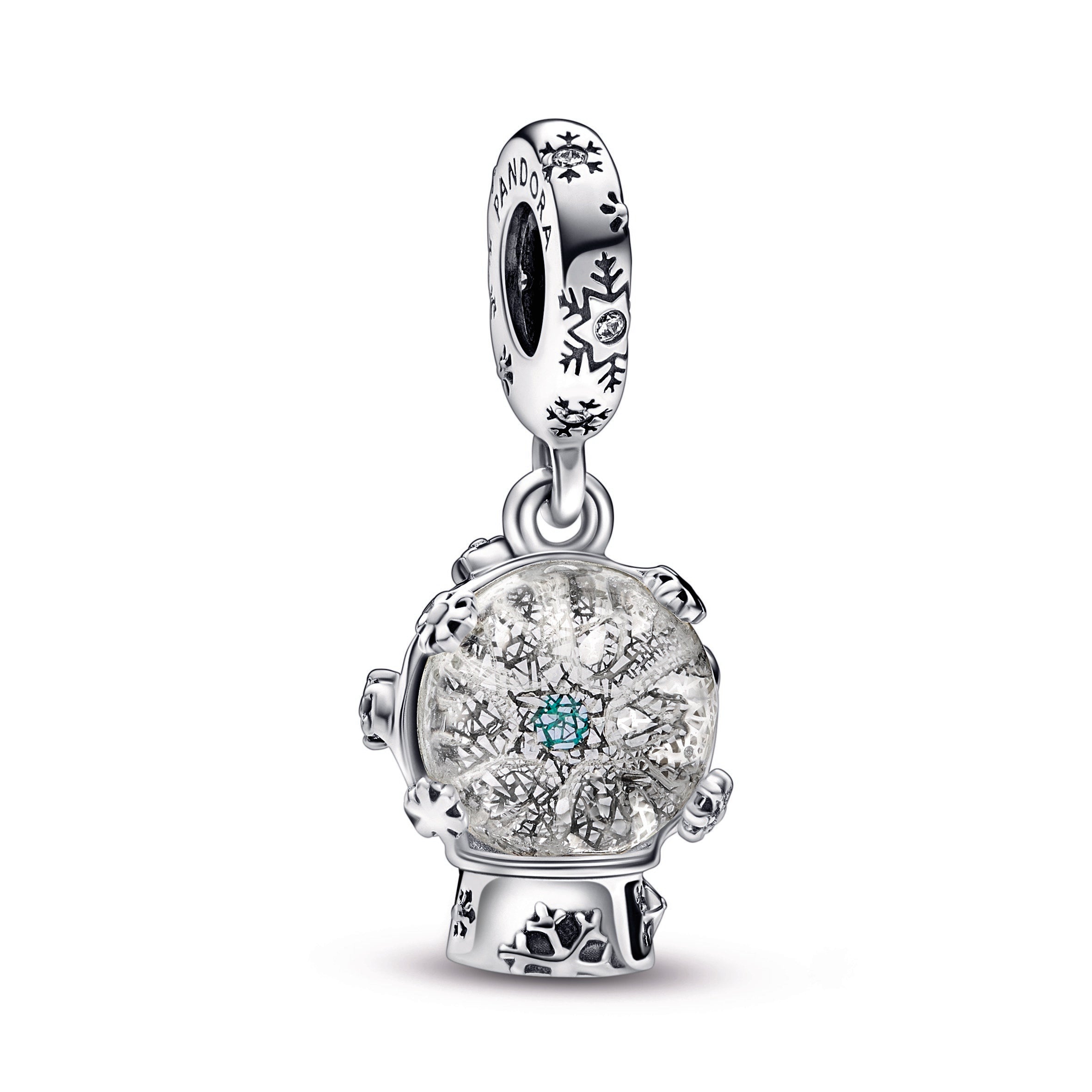 PANDORA Snowflake Snowglobe Dangle Charm Murano Glass Charms Bracelet Charm Jewelry Gift