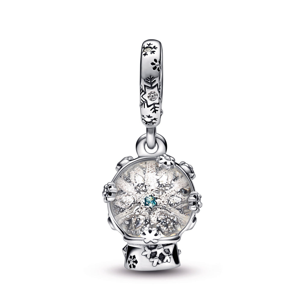 PANDORA Snowflake Snowglobe Dangle Charm Murano Glass Charms Bracelet Charm Jewelry Gift