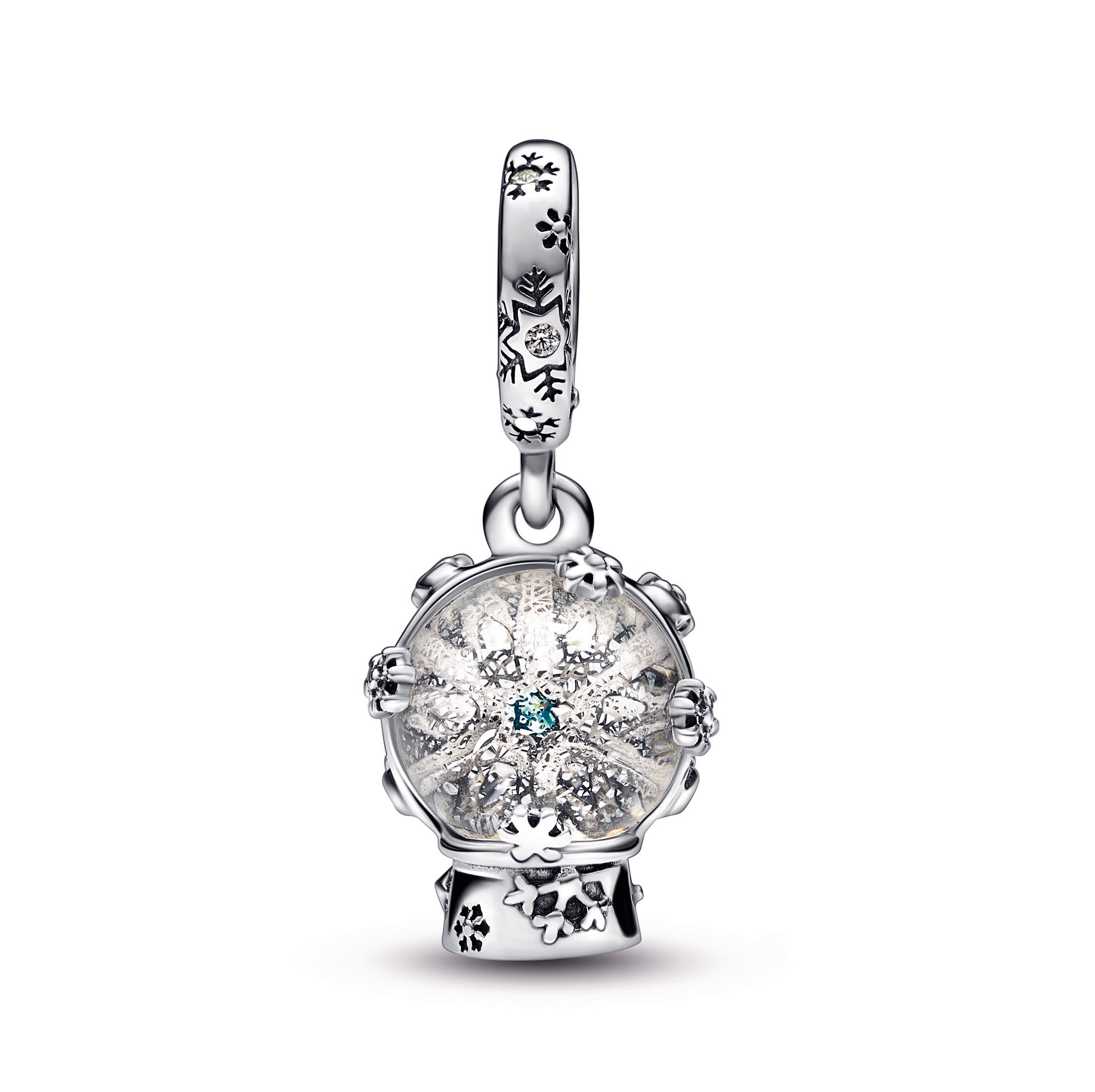 PANDORA Snowflake Snowglobe Dangle Charm Murano Glass Charms Bracelet Charm Jewelry Gift