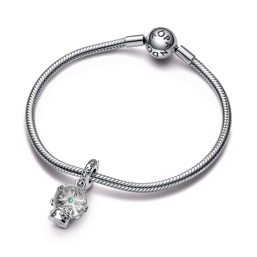PANDORA Snowflake Snowglobe Dangle Charm Murano Glass Charms Bracelet Charm Jewelry Gift