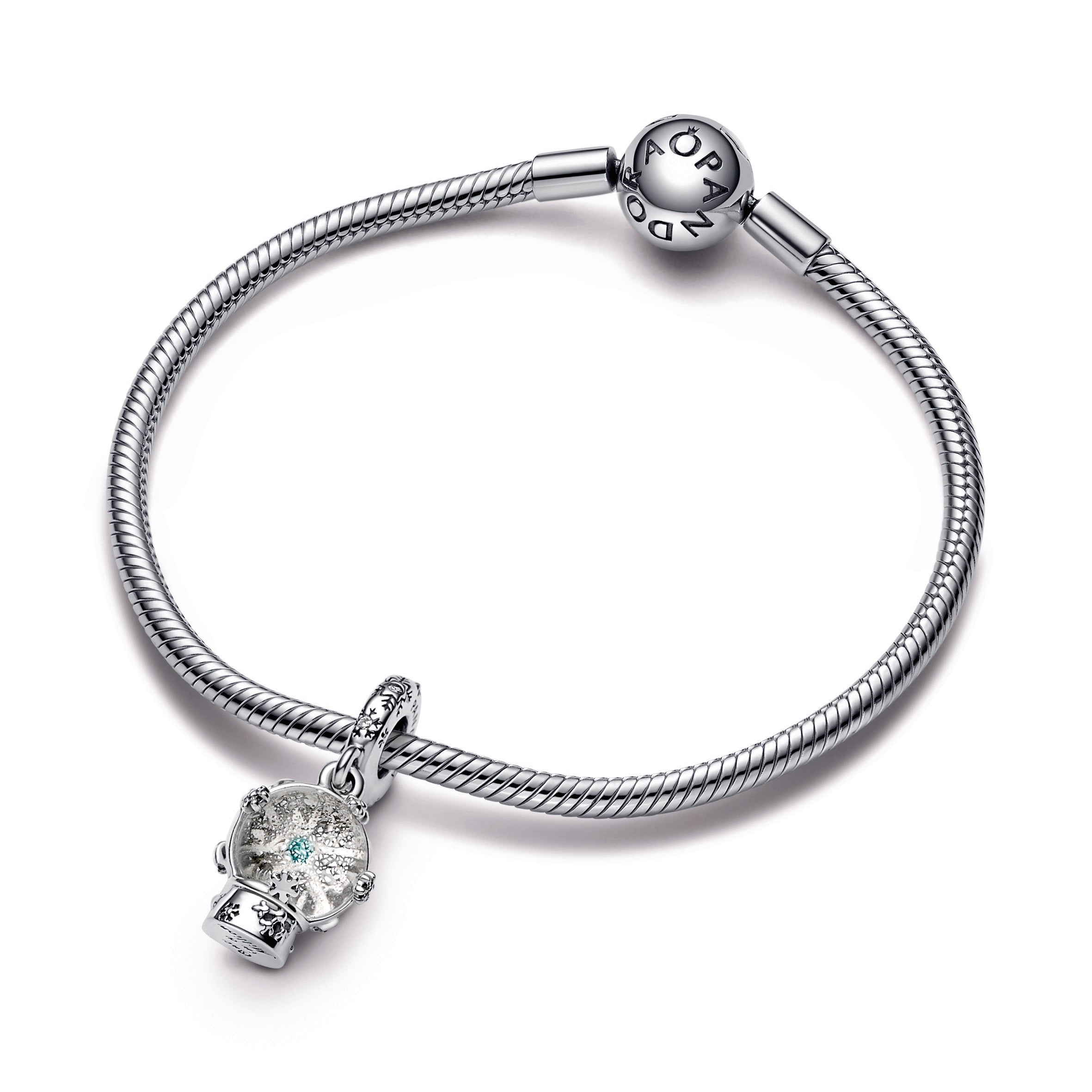 PANDORA Snowflake Snowglobe Dangle Charm Murano Glass Charms Bracelet Charm Jewelry Gift