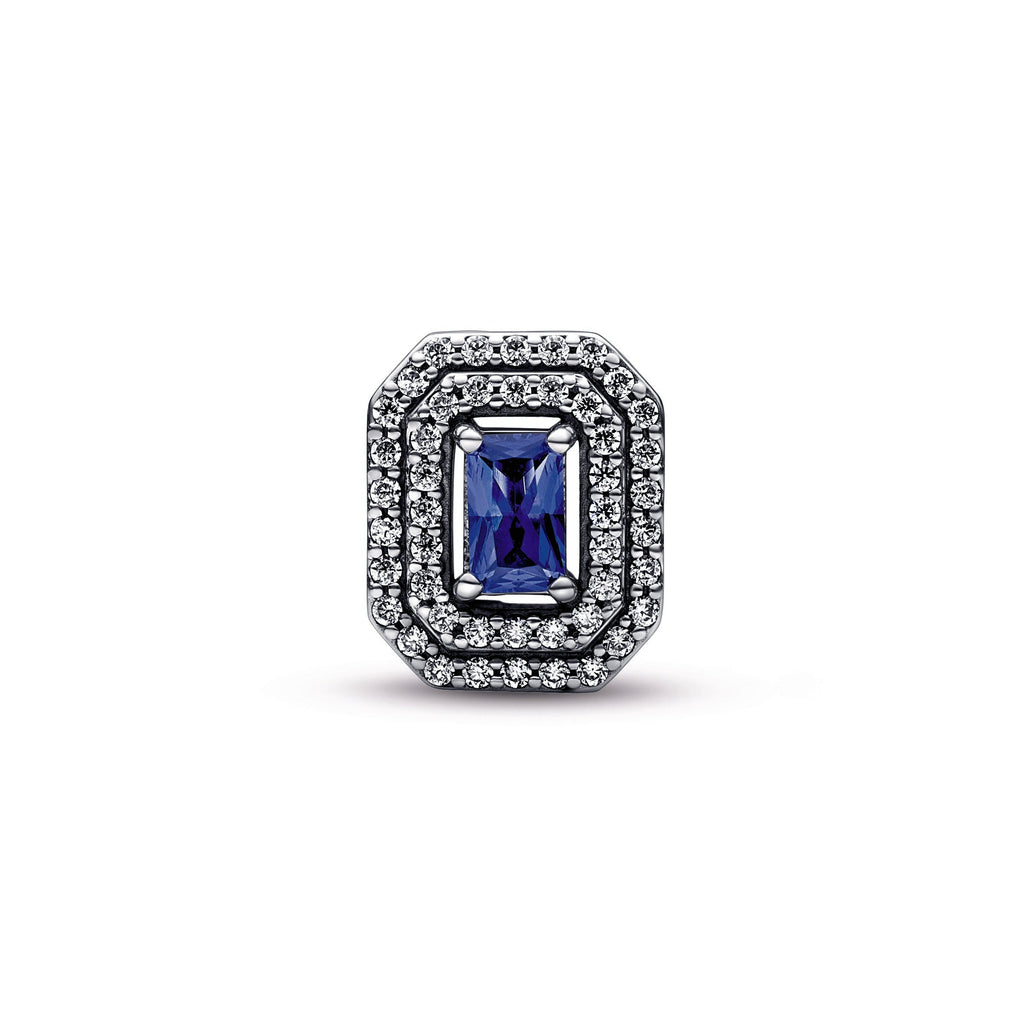 PANDORA Blue Sparkling Levelled Rectangular Charm Crystals Charms Bracelet Charm Jewelry Gift