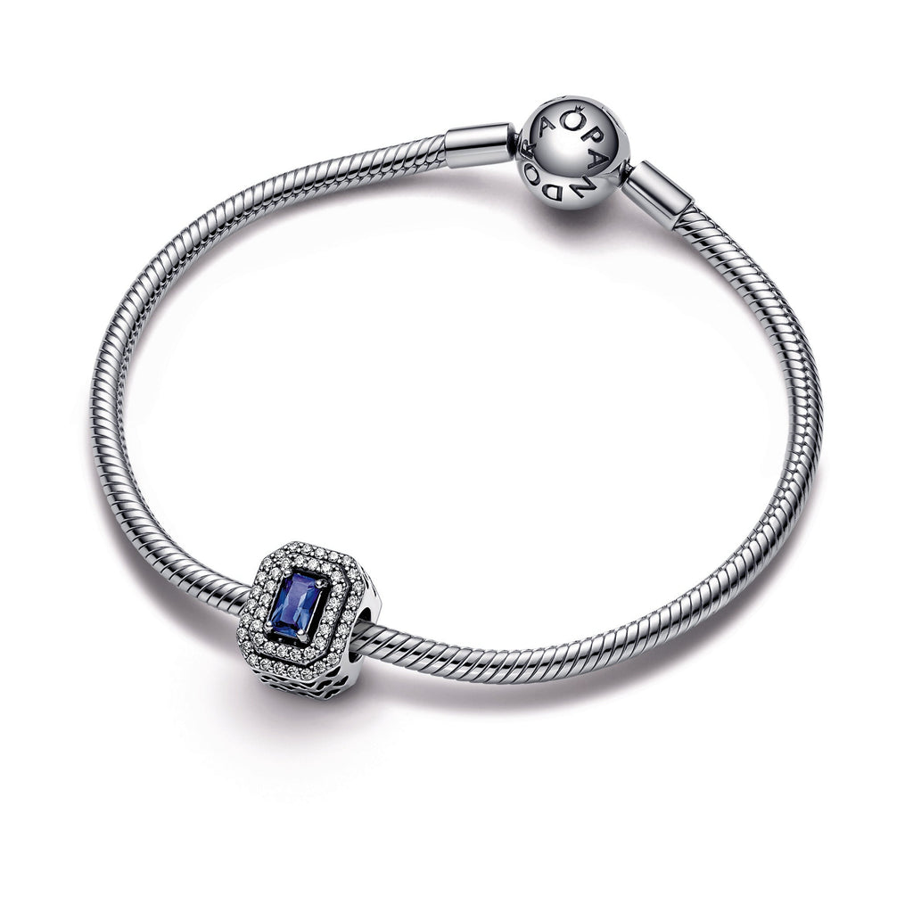 PANDORA Blue Sparkling Levelled Rectangular Charm Crystals Charms Bracelet Charm Jewelry Gift