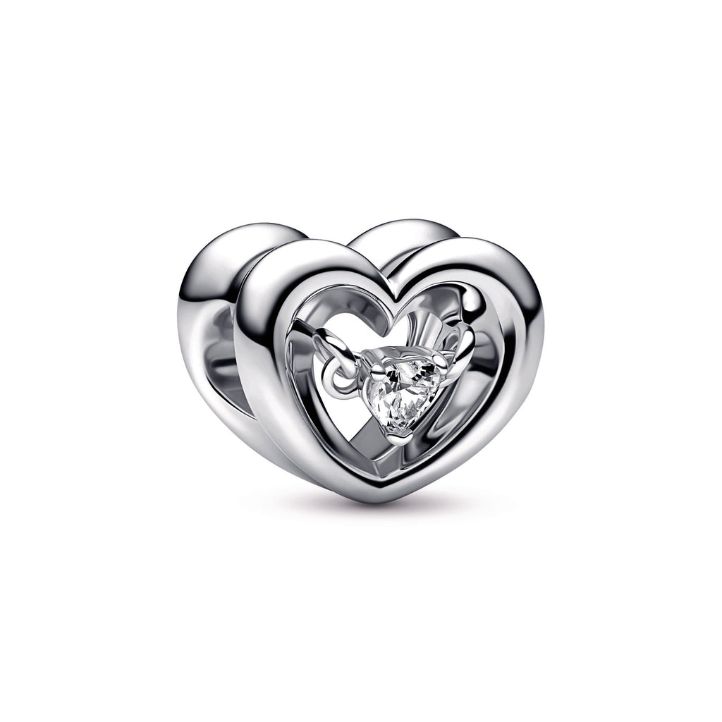 PANDORA Radiant Heart And Floating Stone Charm Cubic Zirconia Charms Bracelet Charm Jewelry Gift