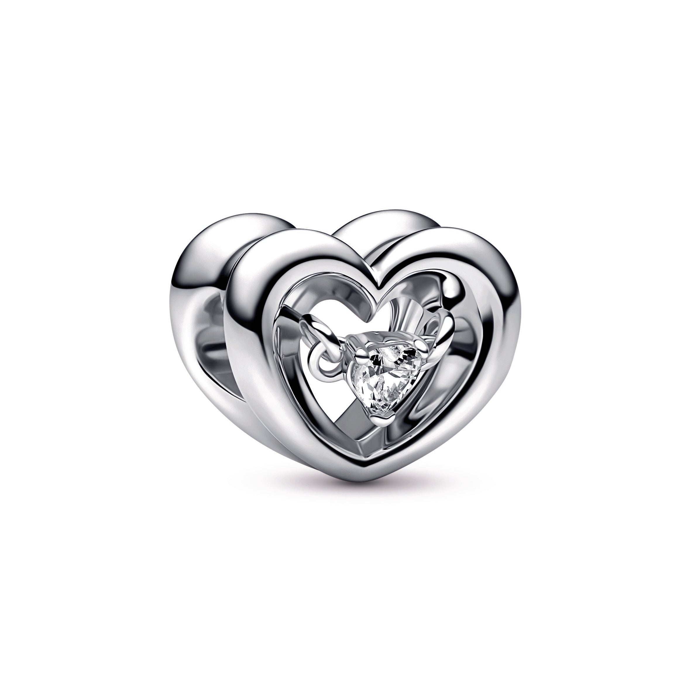 PANDORA Radiant Heart And Floating Stone Charm Cubic Zirconia Charms Bracelet Charm Jewelry Gift
