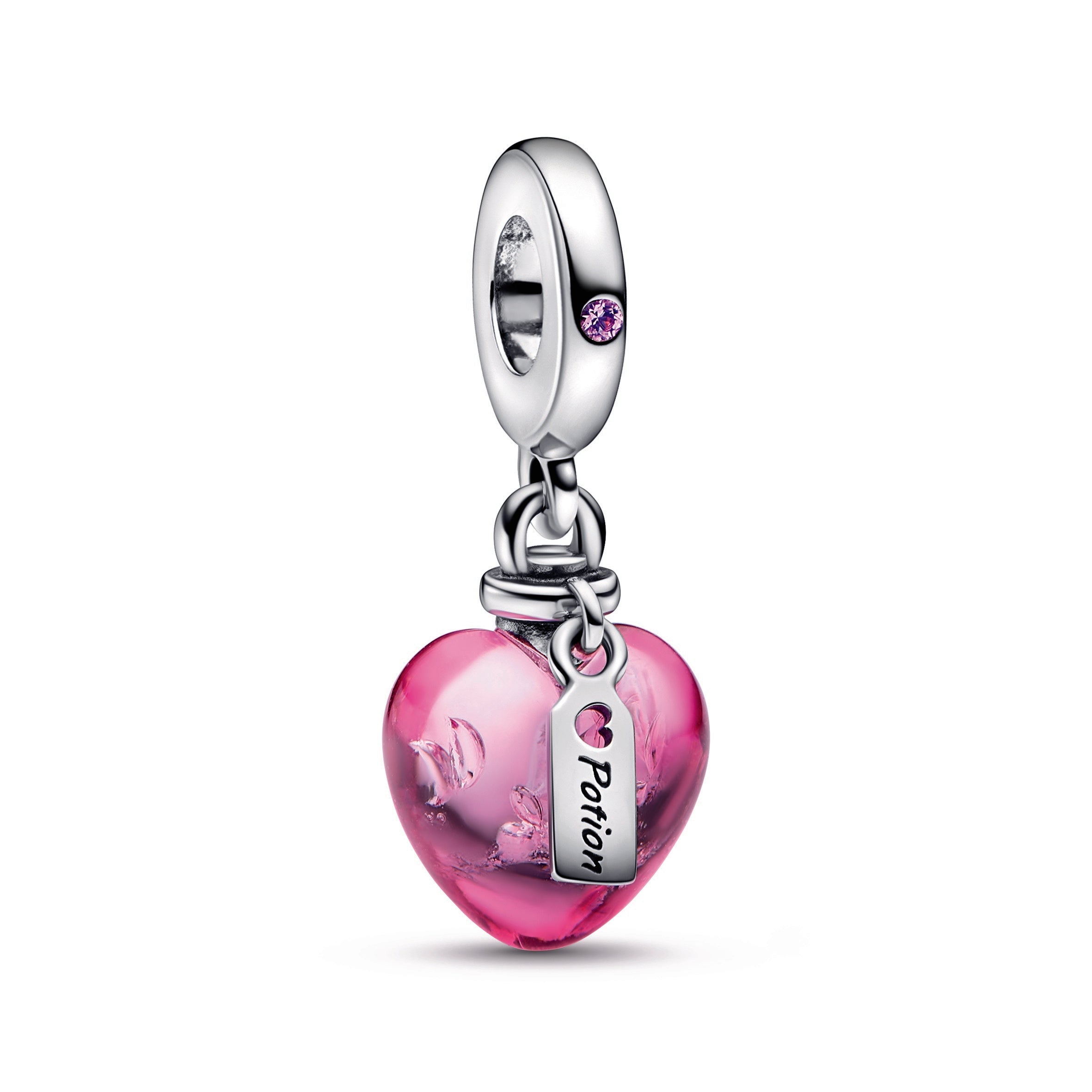 PANDORA Love Potion Murano Glass Heart Dangle Charm Crystals Charms Bracelet Charm Jewelry Gift